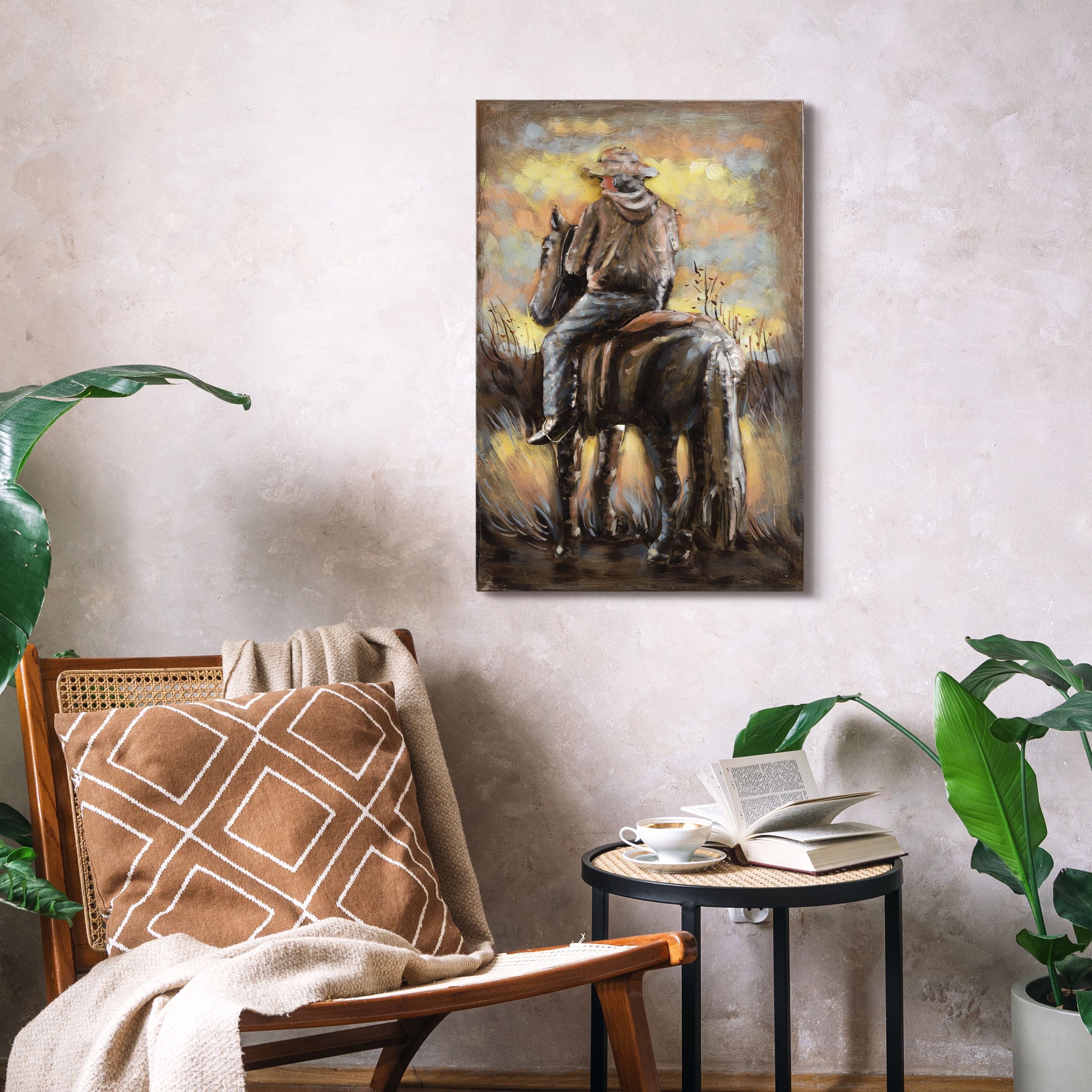 Empire Art Direct 16" x 24" Cowboy Mixed Media Iron Hand Painted Dimensional Wall Sculpture