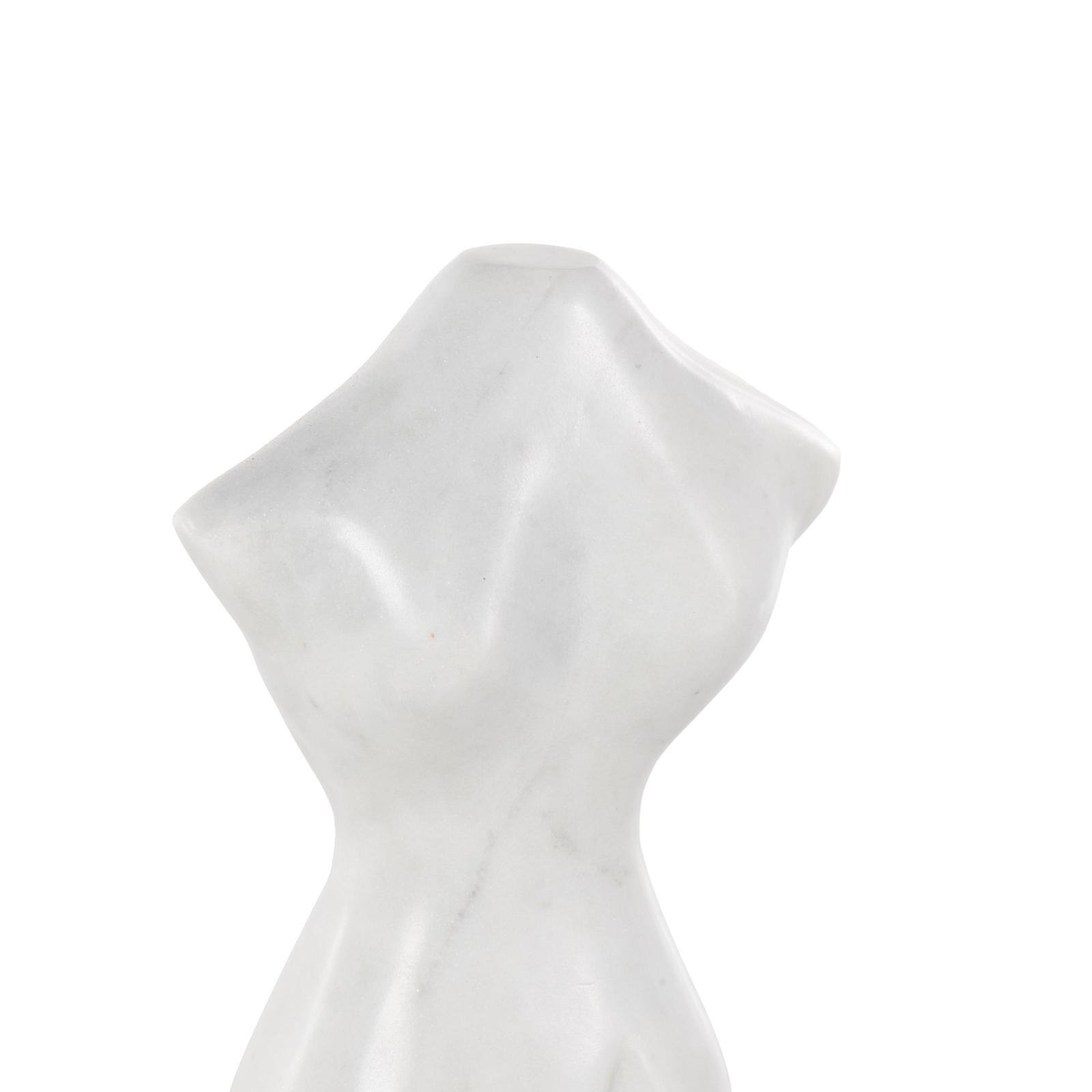 10.75" White with Black Block Base Marble Woman Abstract Female Form Sculpture