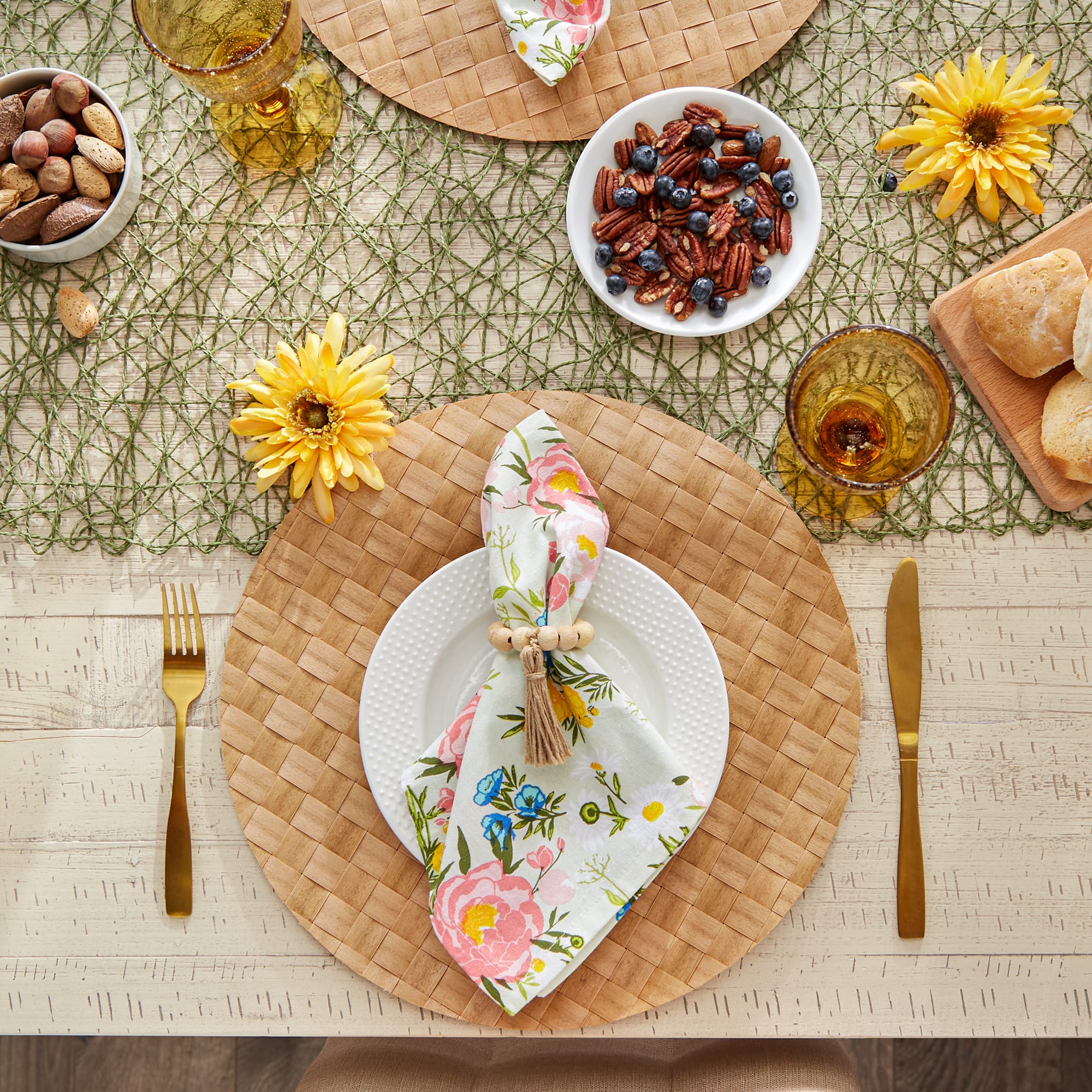 DII® Reversible Round Basket Weave Woven Placemats, 4ct.