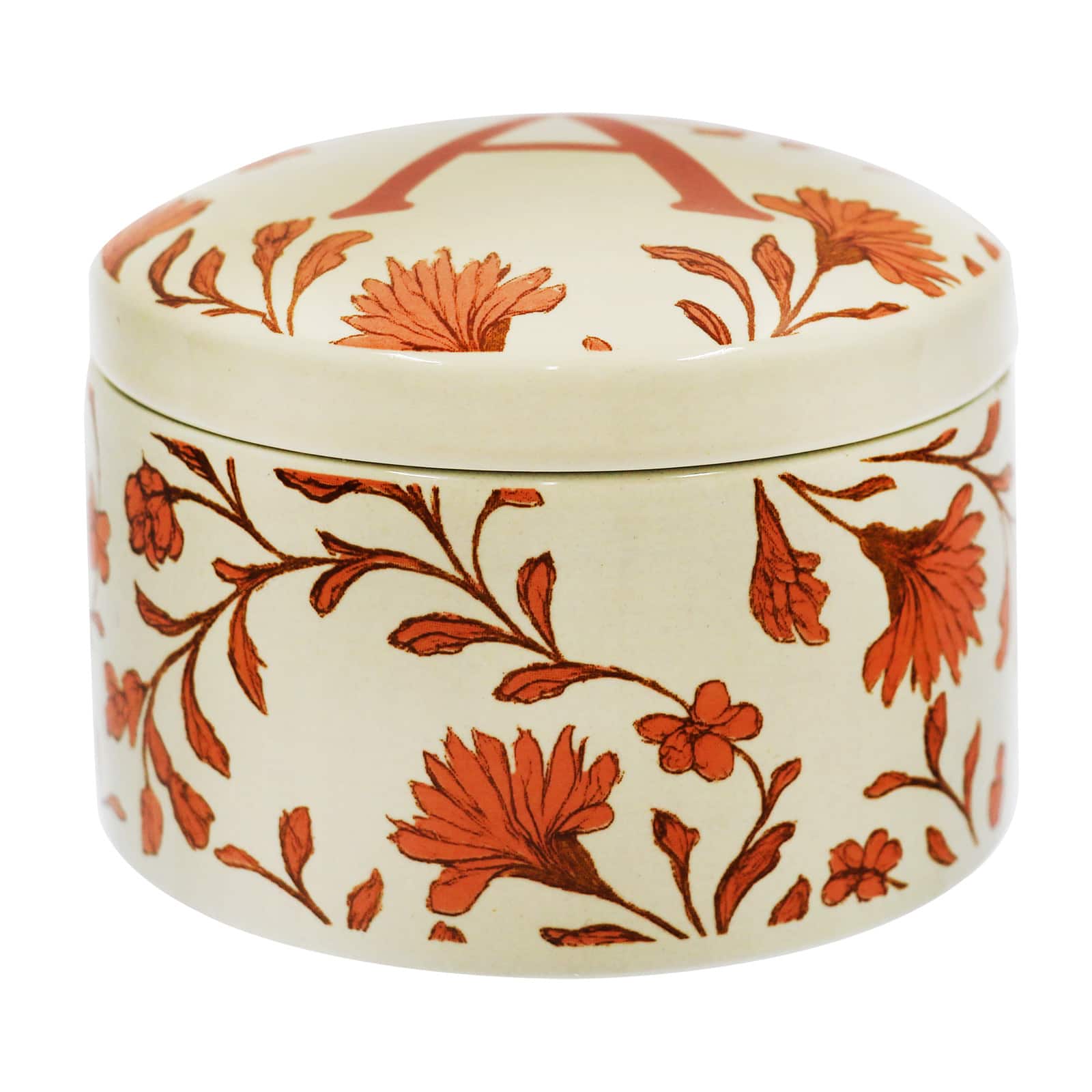 3.75" Floral Monogram Ceramic Container by Ashland