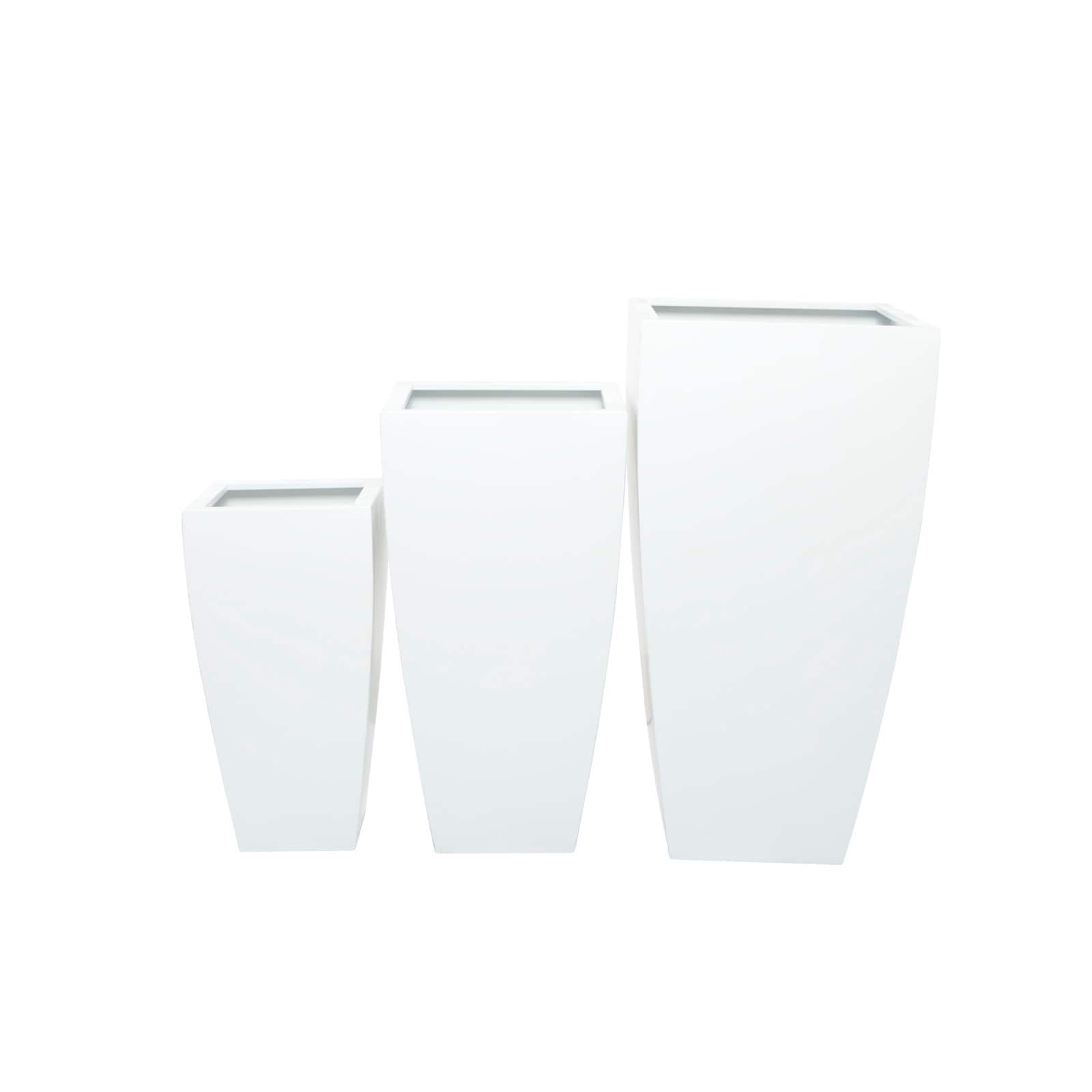 White Modern Planter, Set of 3" 30", 25", 20"