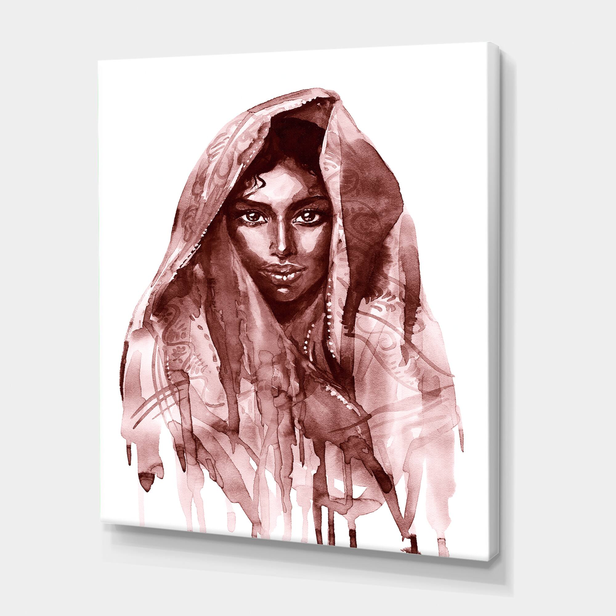 Designart - Monochrome Portrait of Young Indian Woman II - Modern Canvas Wall Art Print