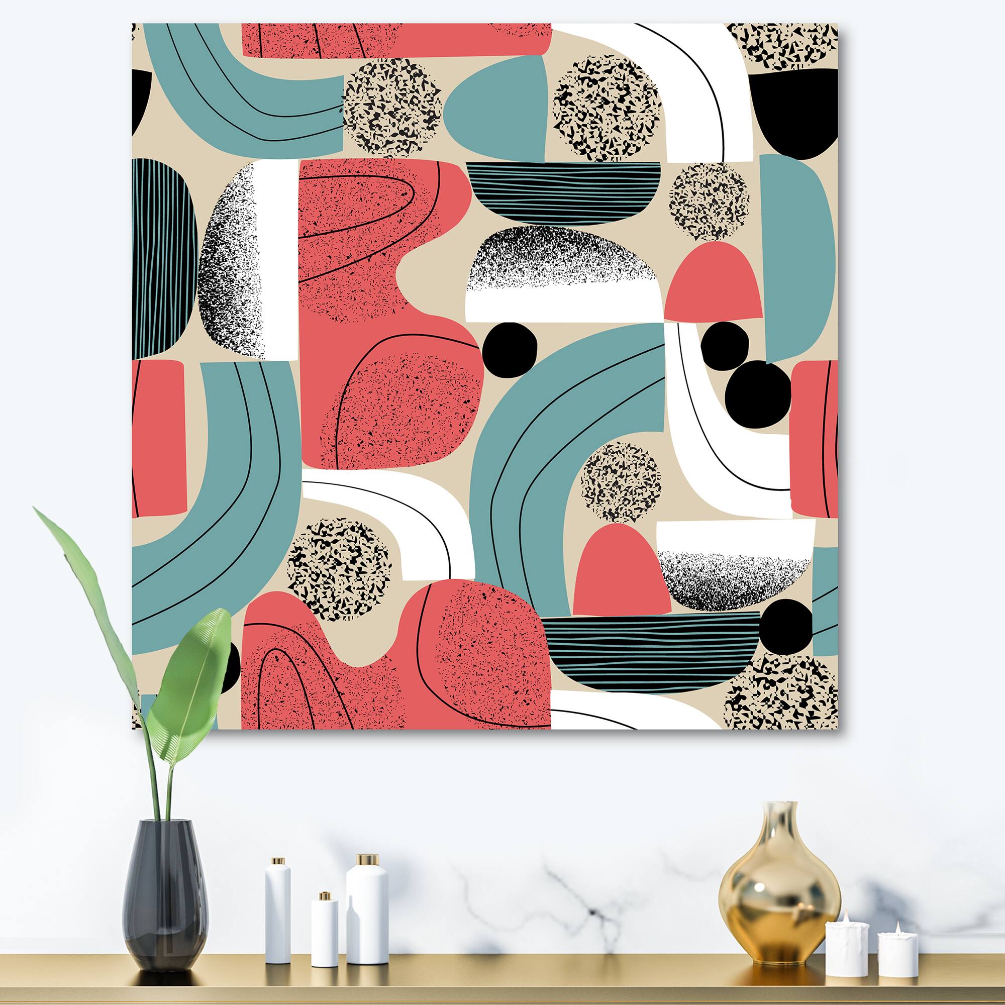 Designart - Retro Shapes With Abstract Suns and Moons III