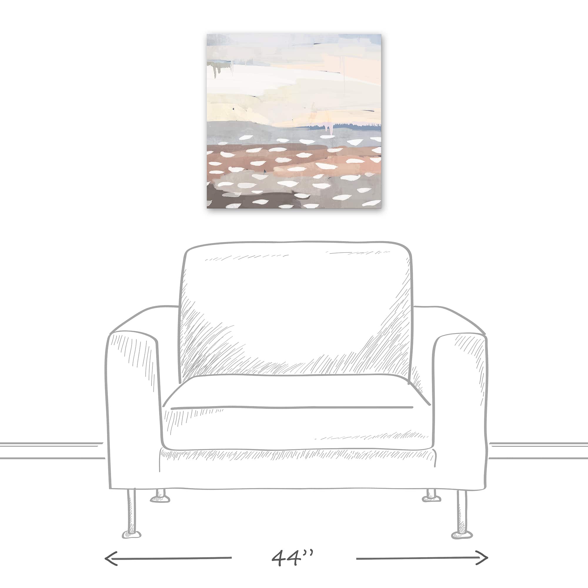 Cream Blue Abstract 20" x 20" Canvas Wall Art