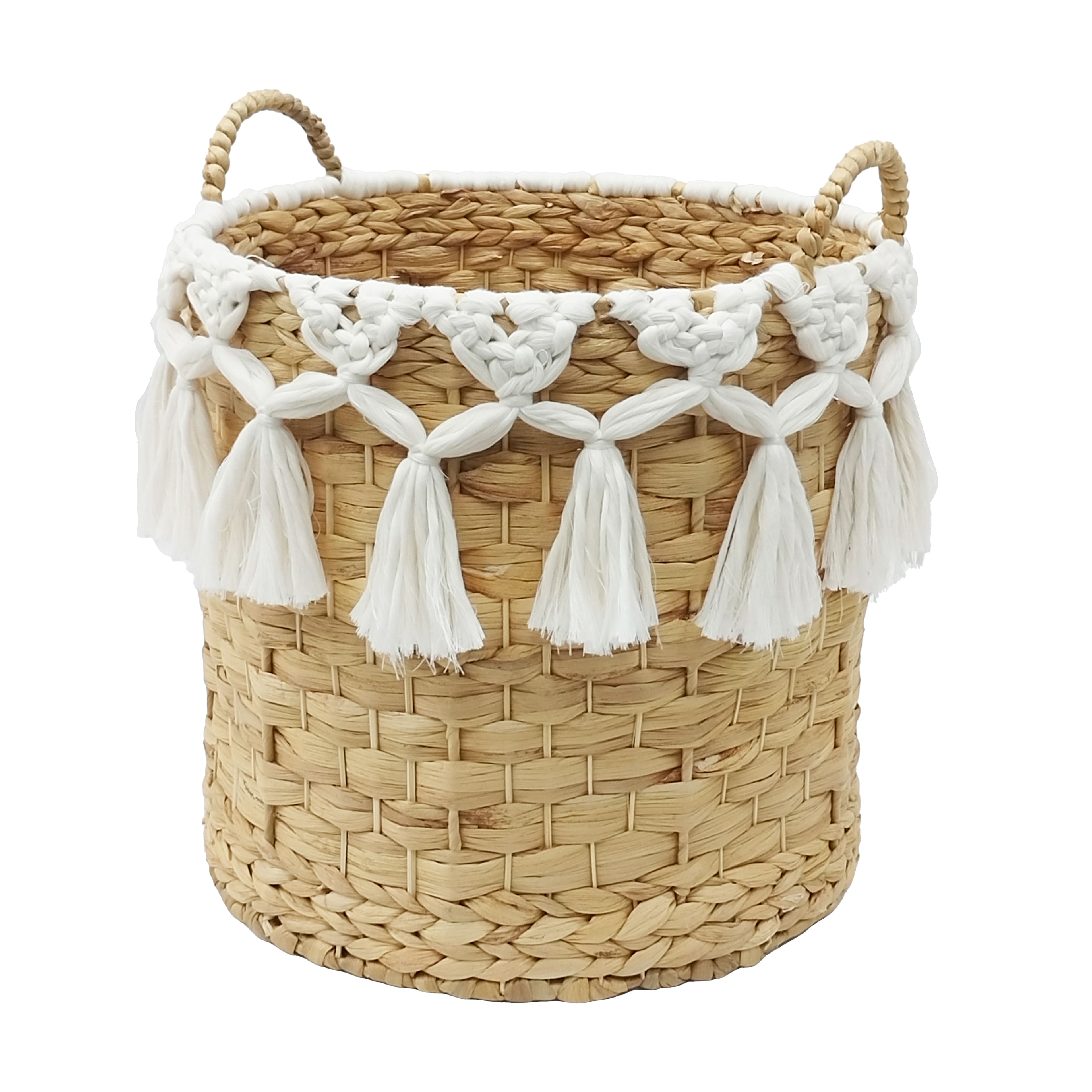 15" Water Hyacinth Basket with Tassels by Ashland®