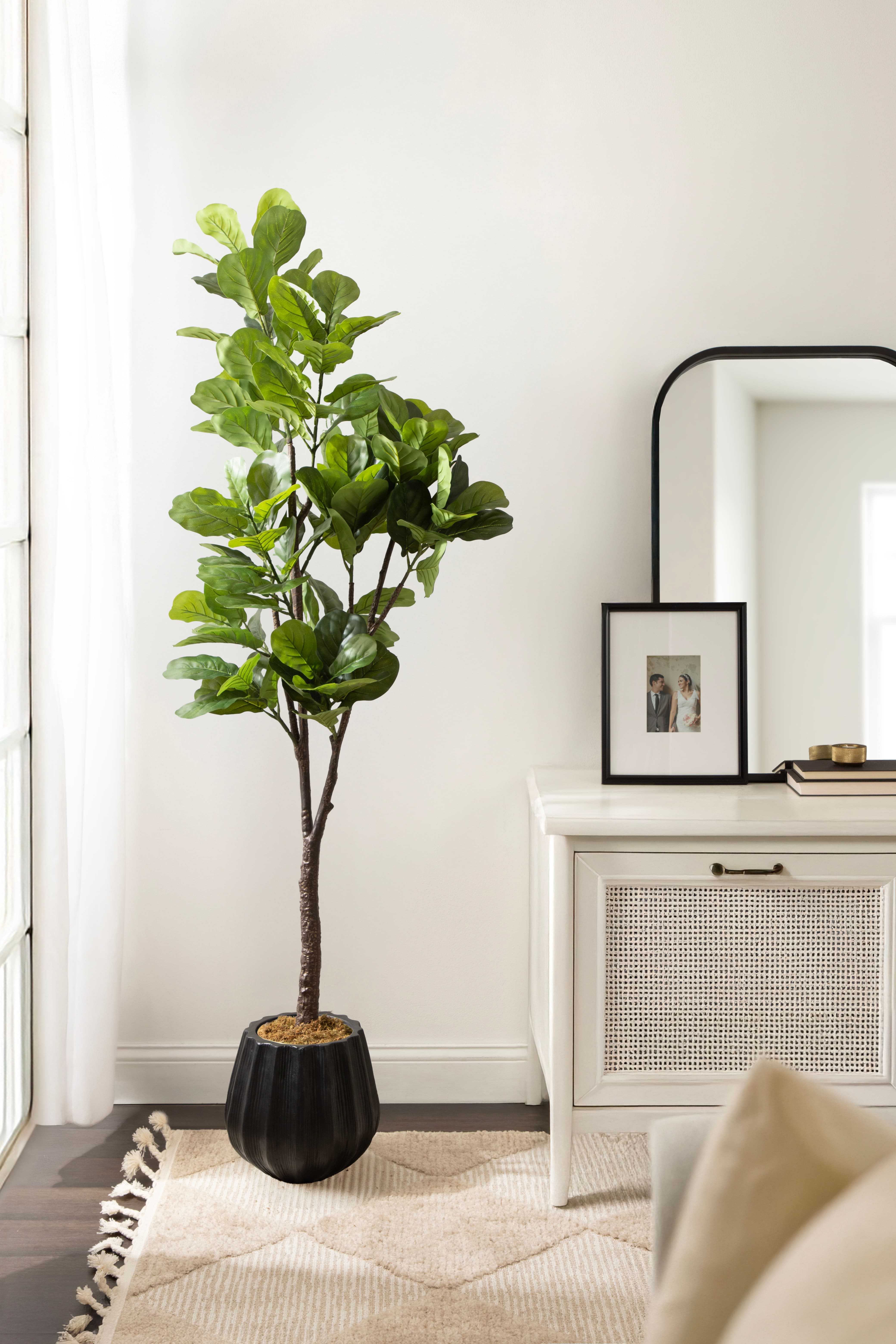 Kate and Laurel Fidmont 6ft. Green Faux Fiddle Fig Tree