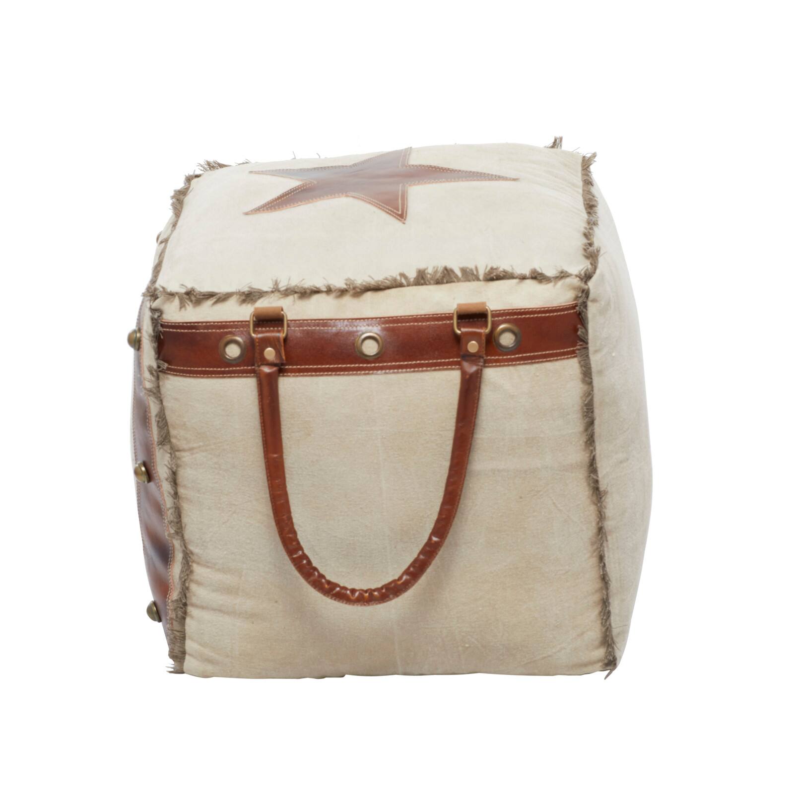 Brown Canvas Rustic Stool, 19" x 20" x 20"