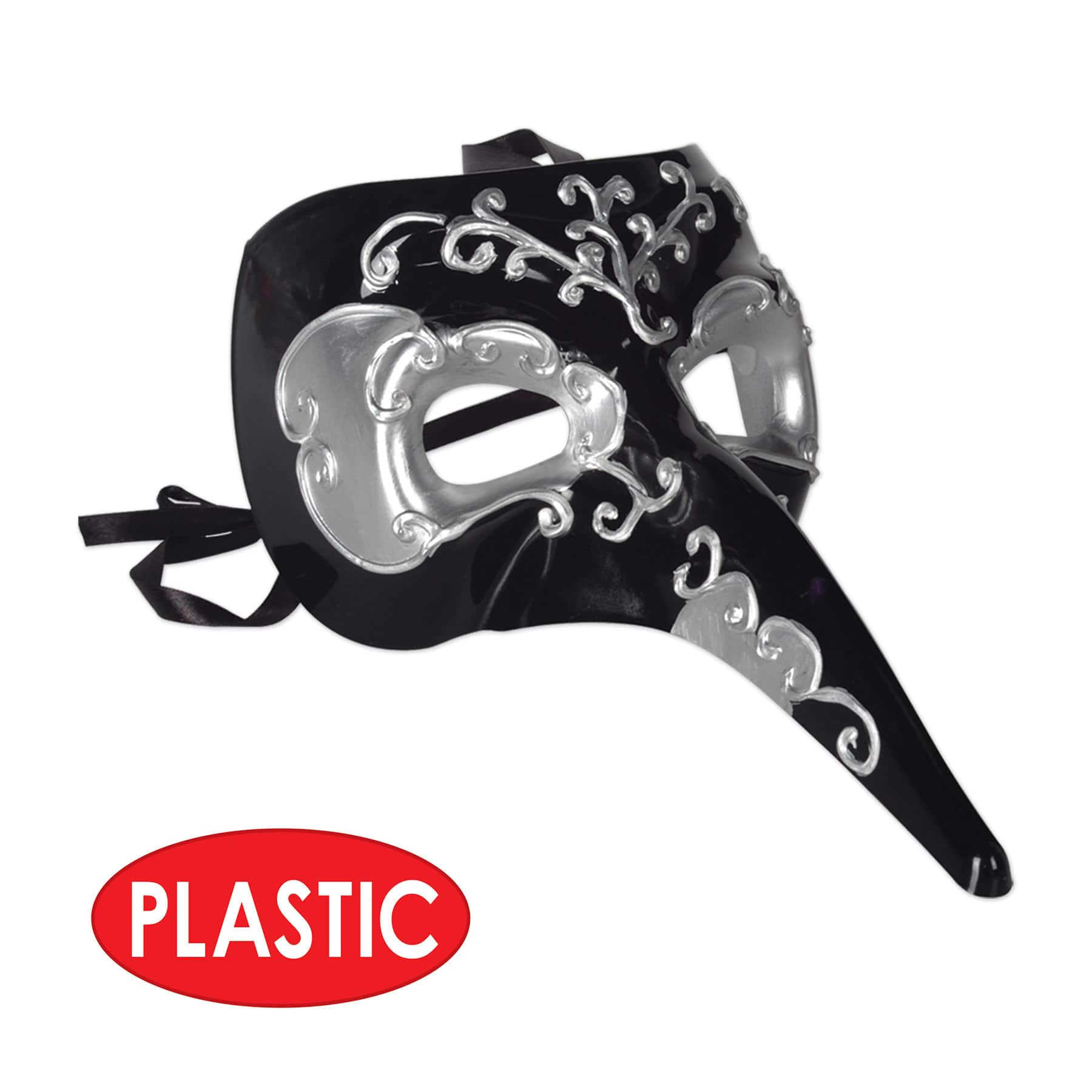 Beistle Black & Silver Long Nose Mask