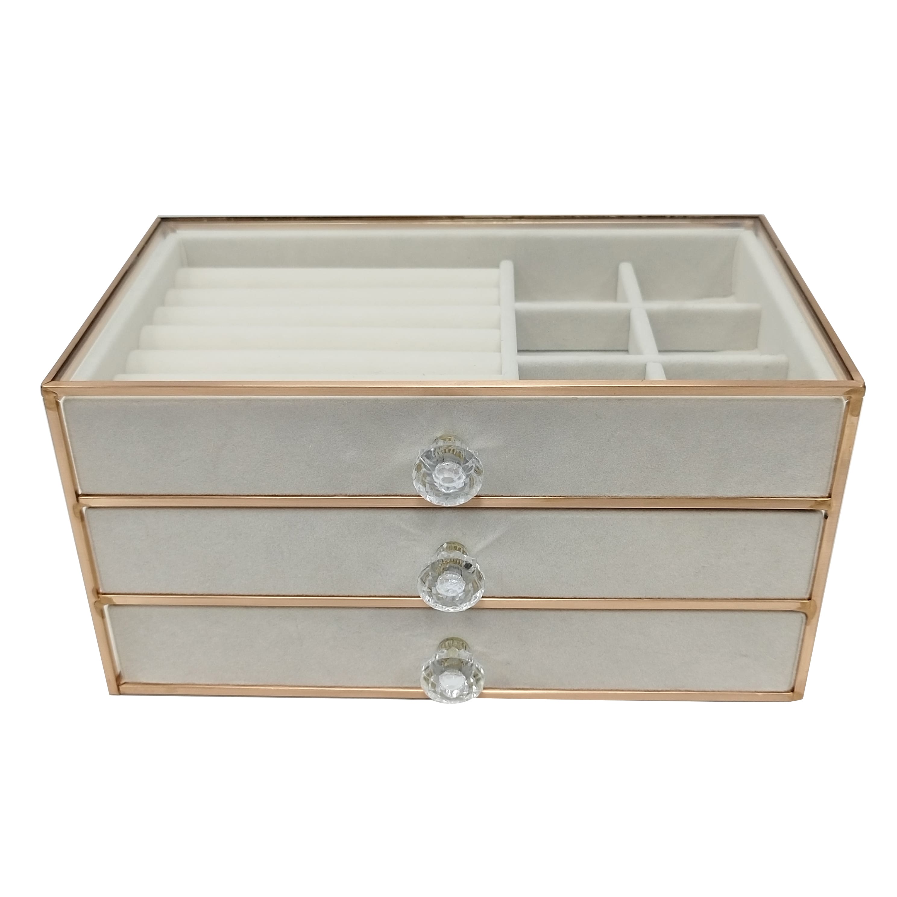 White & Gold 3-Tier Jewelry Box by Ashland®
