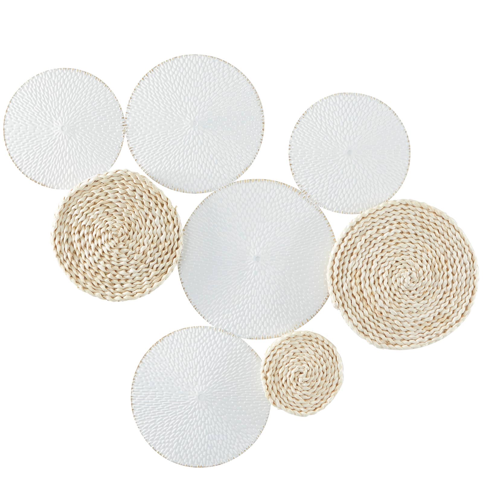 White Metal Rope Design Plate Wall Decor with Textured Pattern 37" x 1" x 31"