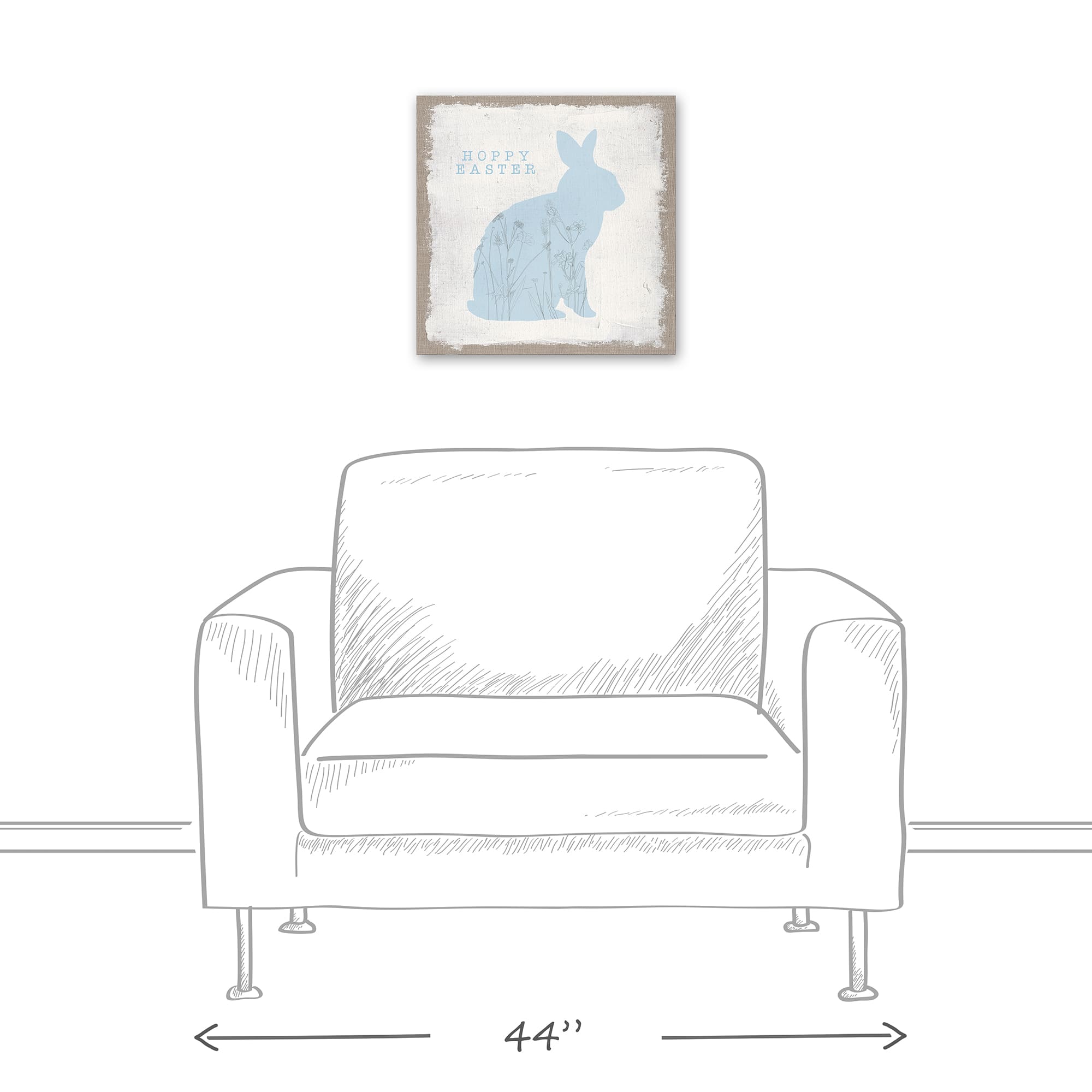 Hoppy Easter Bunny Silhouette 16" x 16" Canvas Wall Art