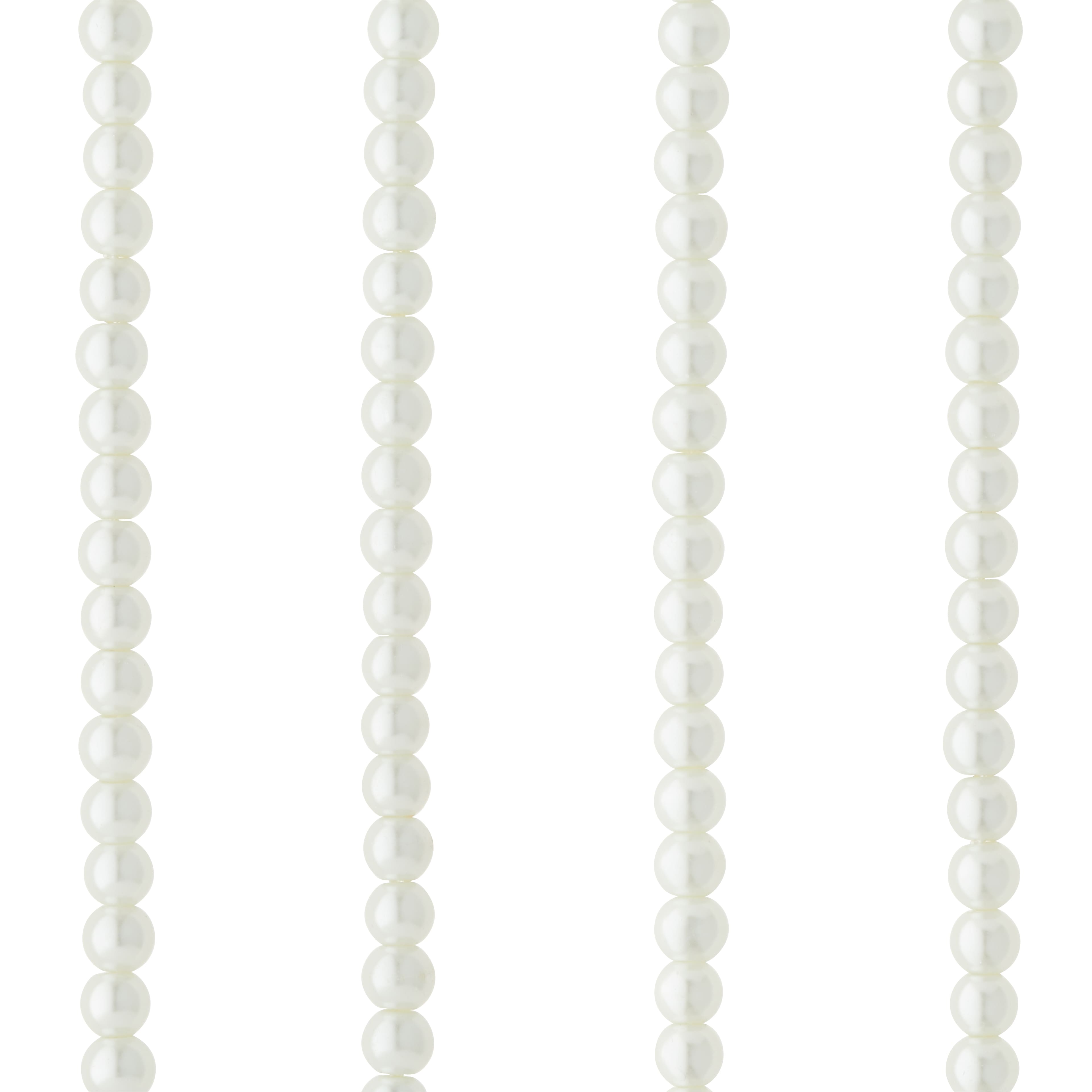 White Pearl Glass Beads, 6mm by Bead Landing™