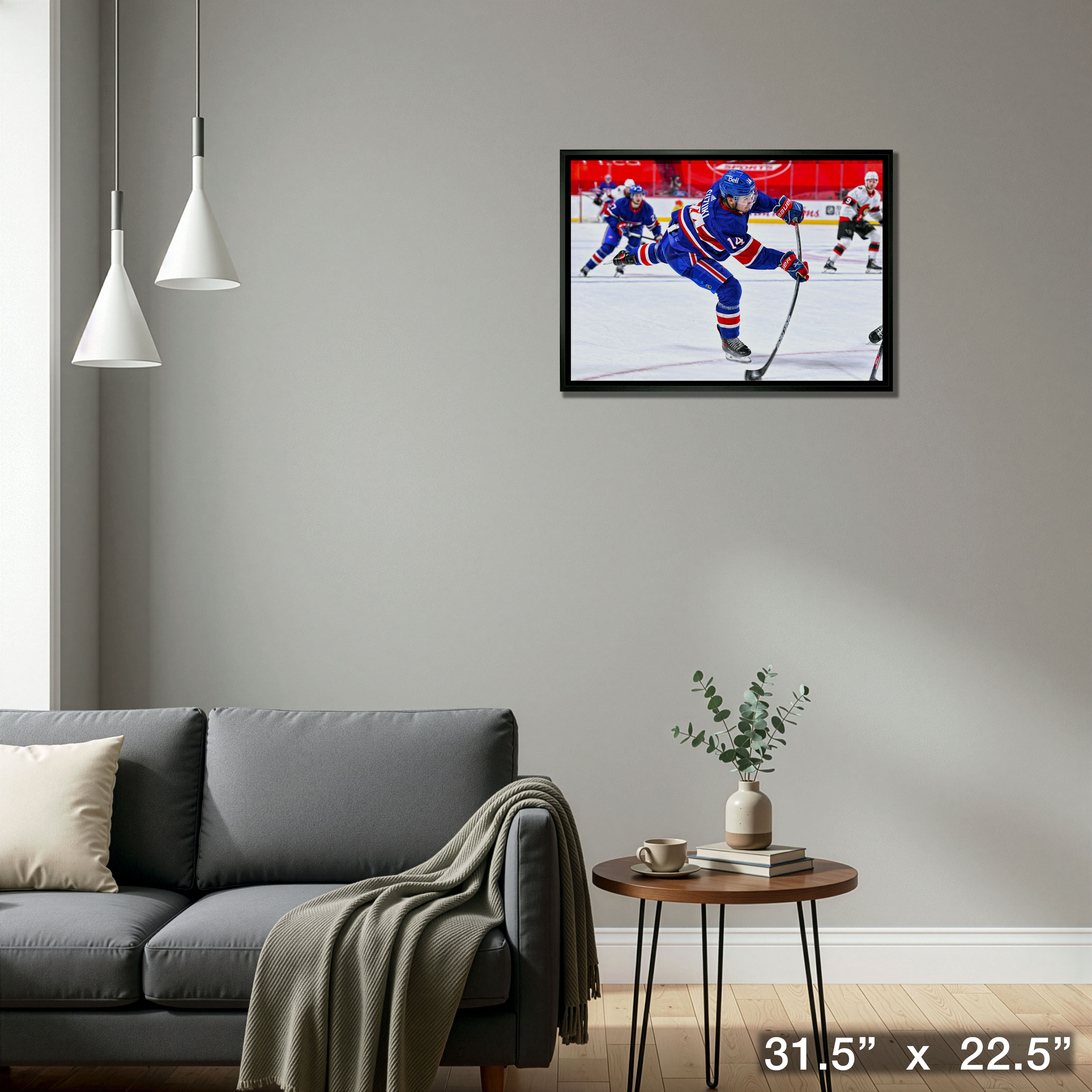 Nick Suzuki Montreal Canadiens Framed 20" x 29" Shooting Canvas 31.5" x 22.5"