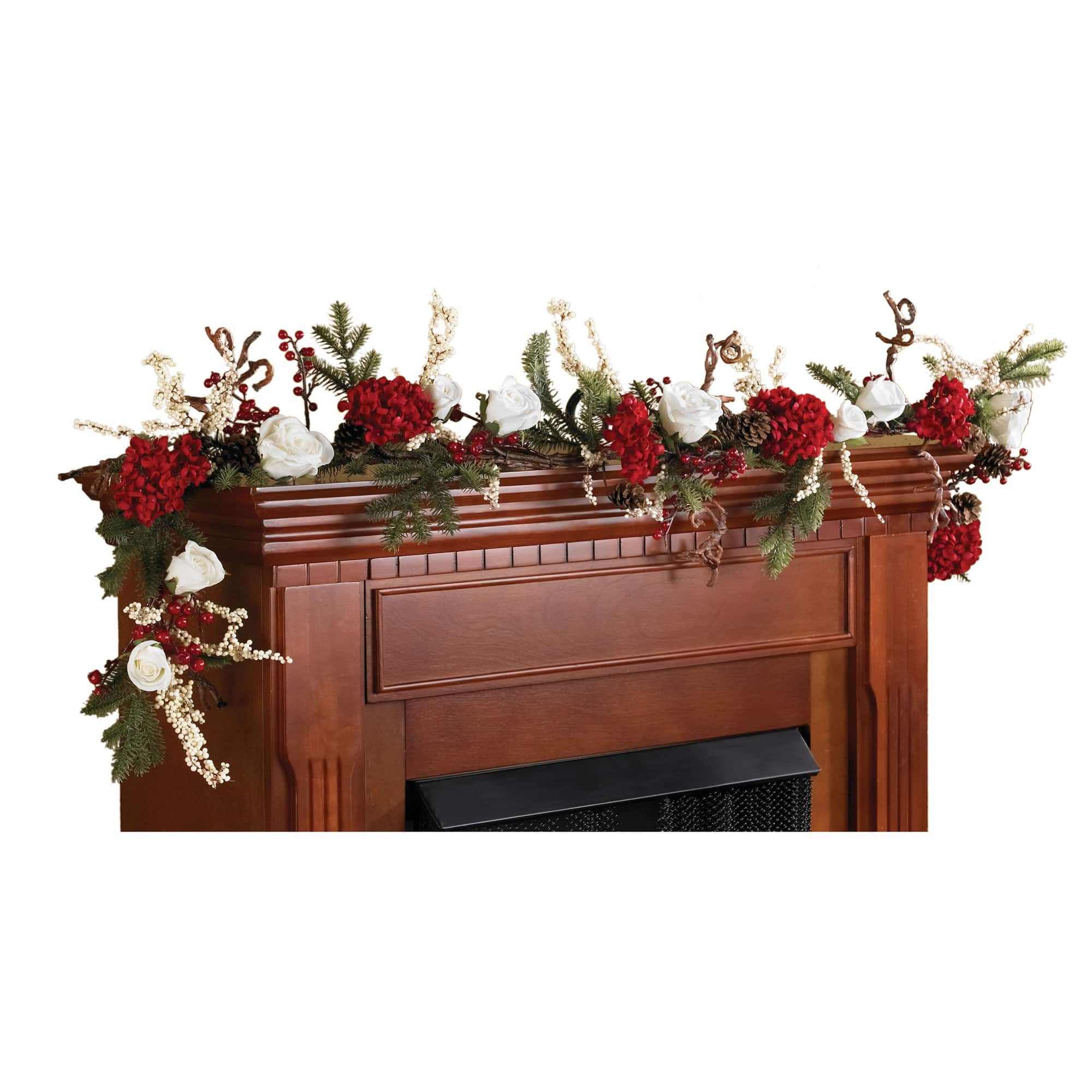 6ft. Hydrangea with White Roses Garland