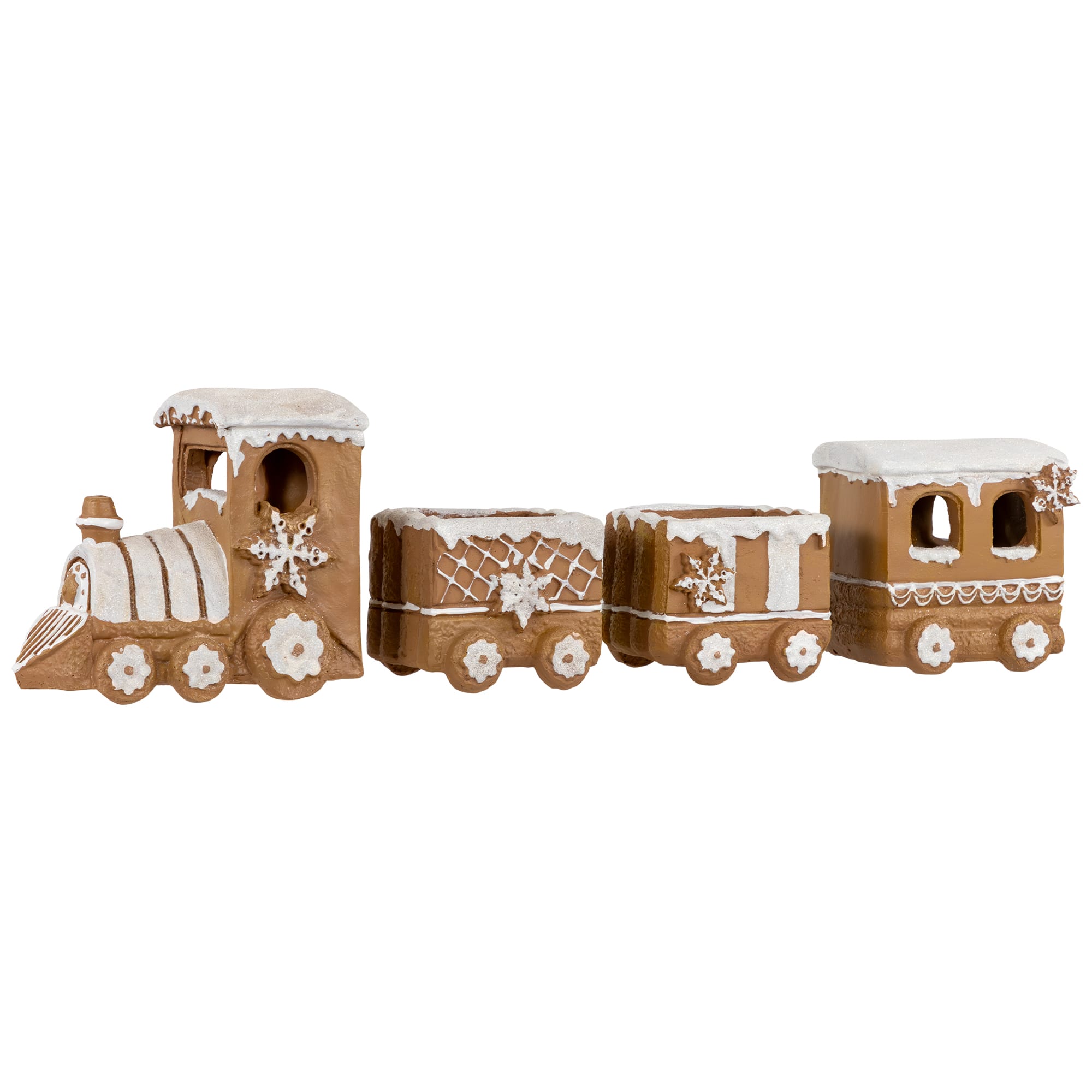 17.75" Frosted Gingerbread Train Tabletop Christmas Decoration