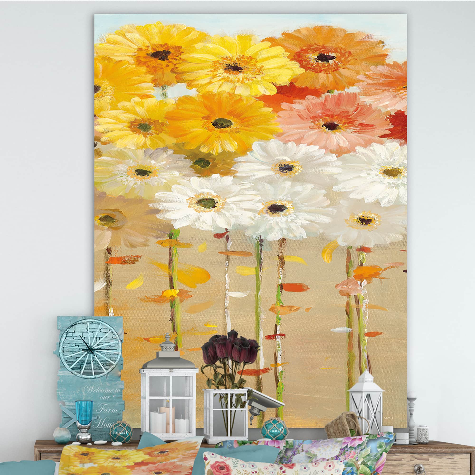 Designart - Daisies Fall I - Floral & Botanical Canvas Art