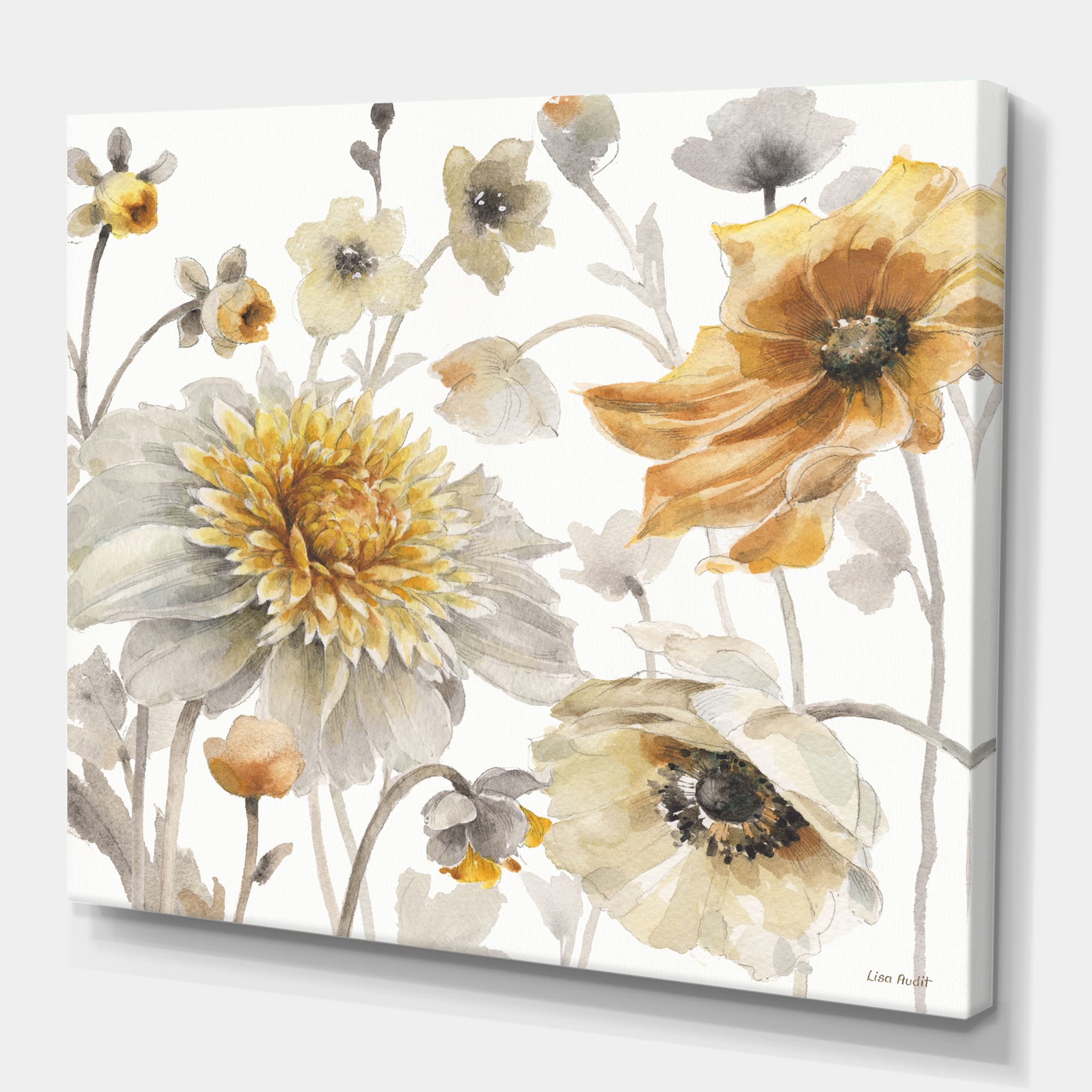 Designart - Fields of Gold Watercolor Flower VI