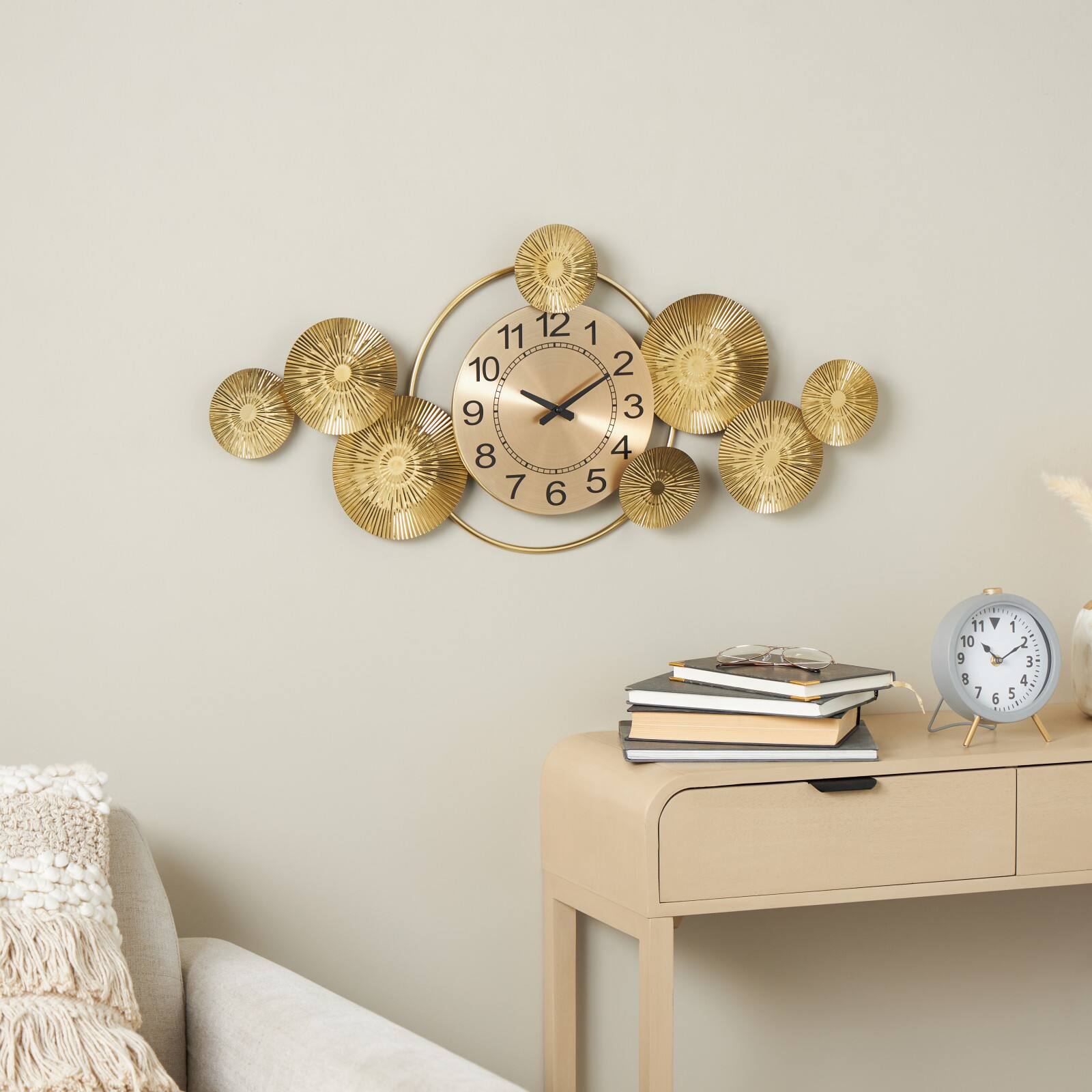 31.4" Gold Stainless Steel Metal Decorative Wall Clock