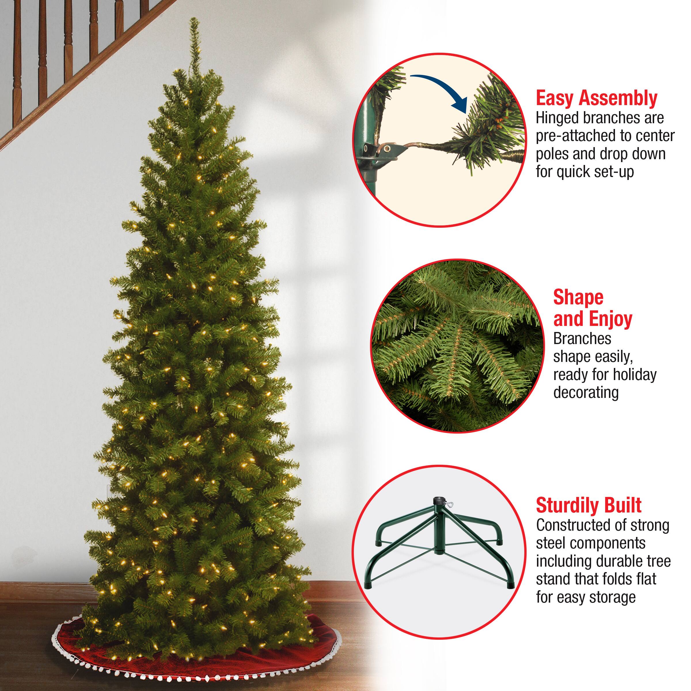 6.5ft. Pre-Lit Pencil North Valley Spruce Artificial Christmas Tree, Clear Lights