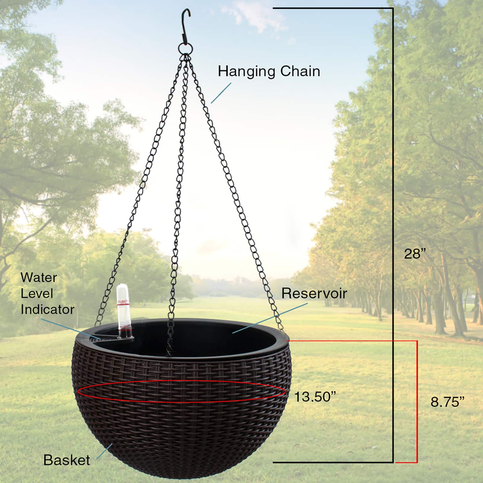 Sorbus 28" Brown Round Hanging Planters, 2ct.