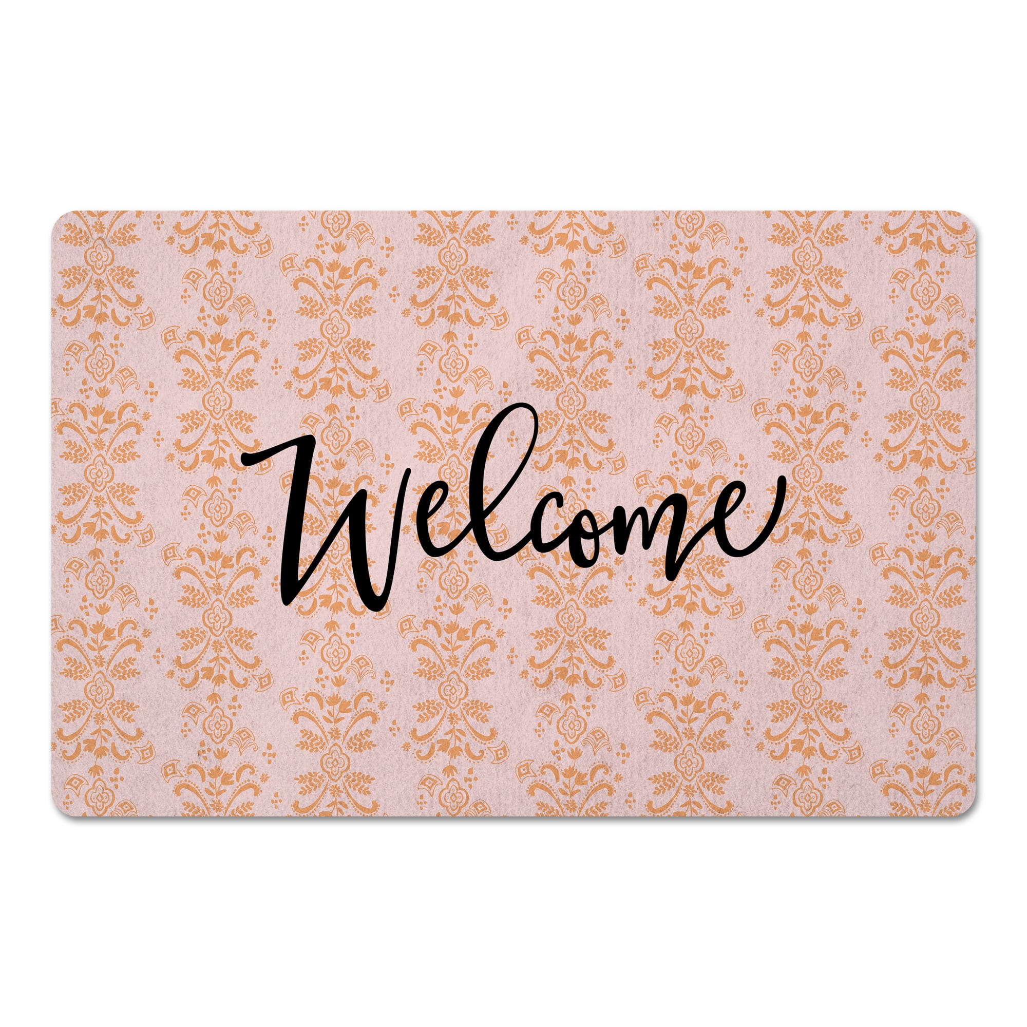 Welcome Floral Crest Floor Mat