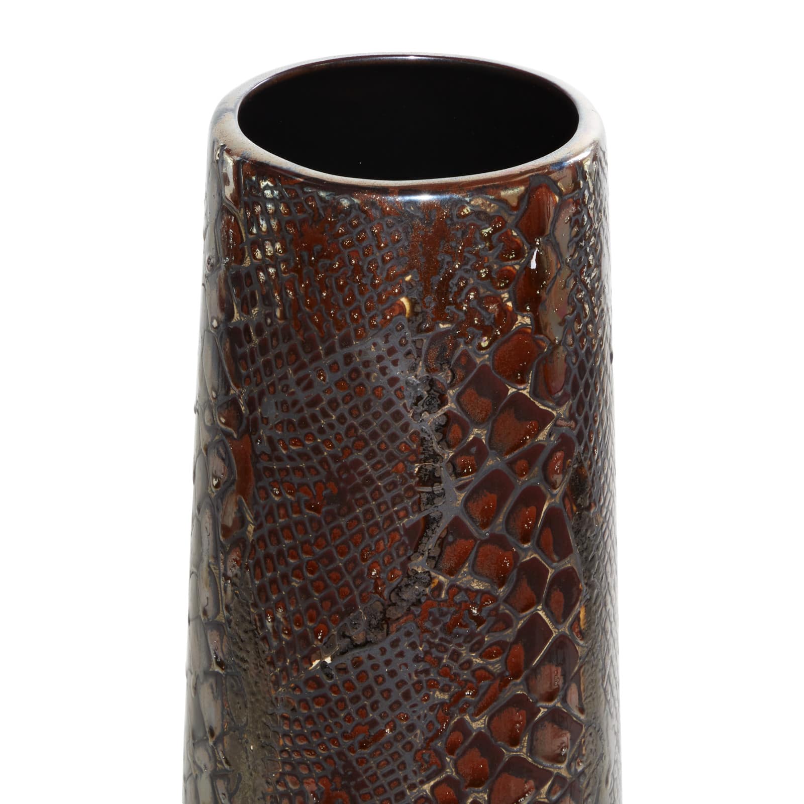Silver Ceramic Contemporary Vase, 36" x 8" x 8"