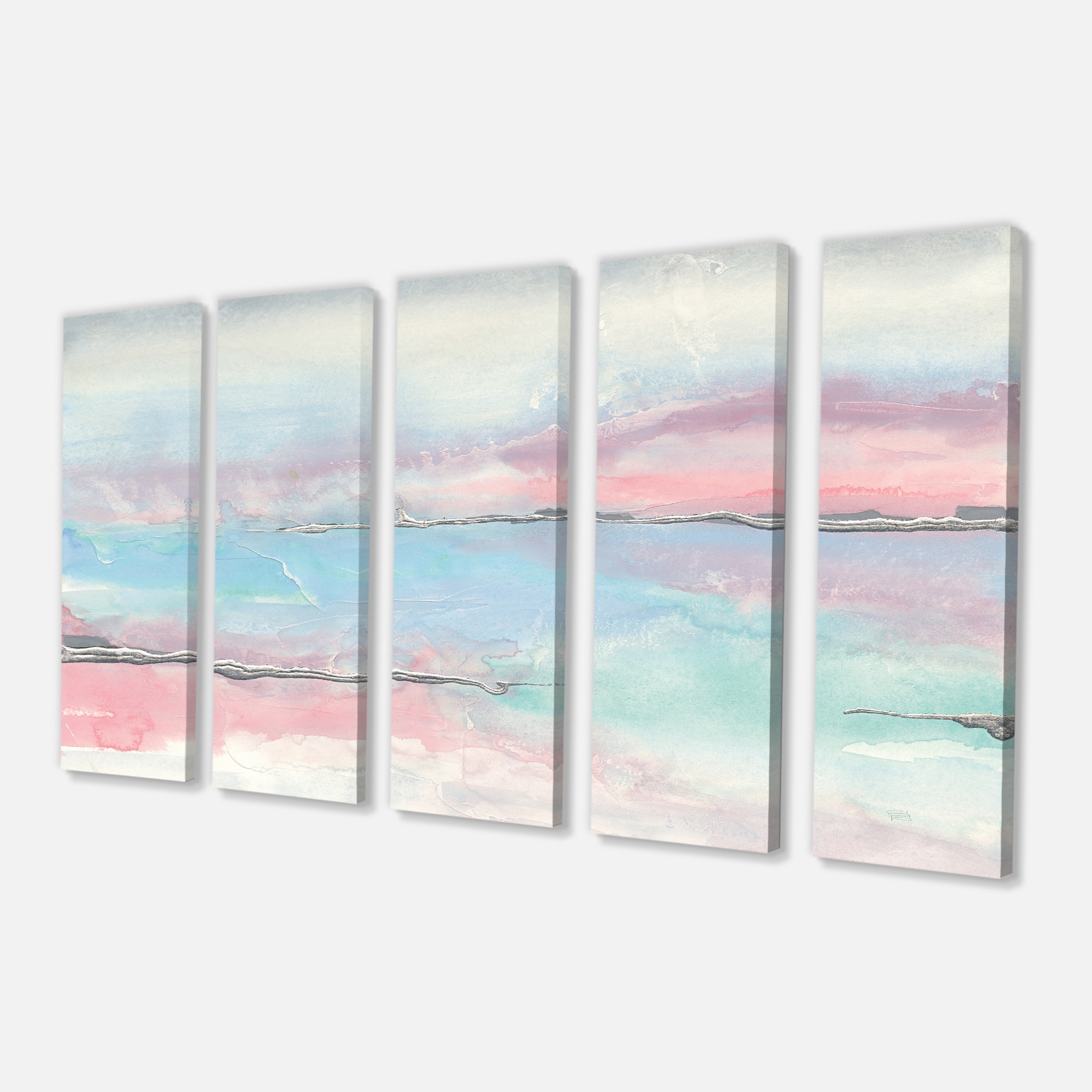 Designart - Metallic Shabby Pink II - Shabby Chic Premium Canvas Wall Art