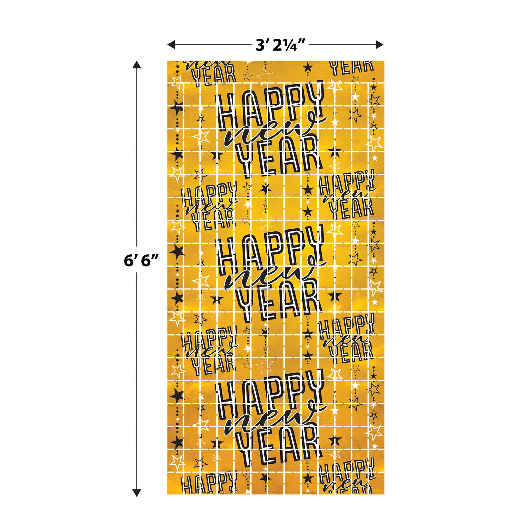 Beistle 6ft. x 3ft. Happy New Year Metallic Square Curtains, 2ct.