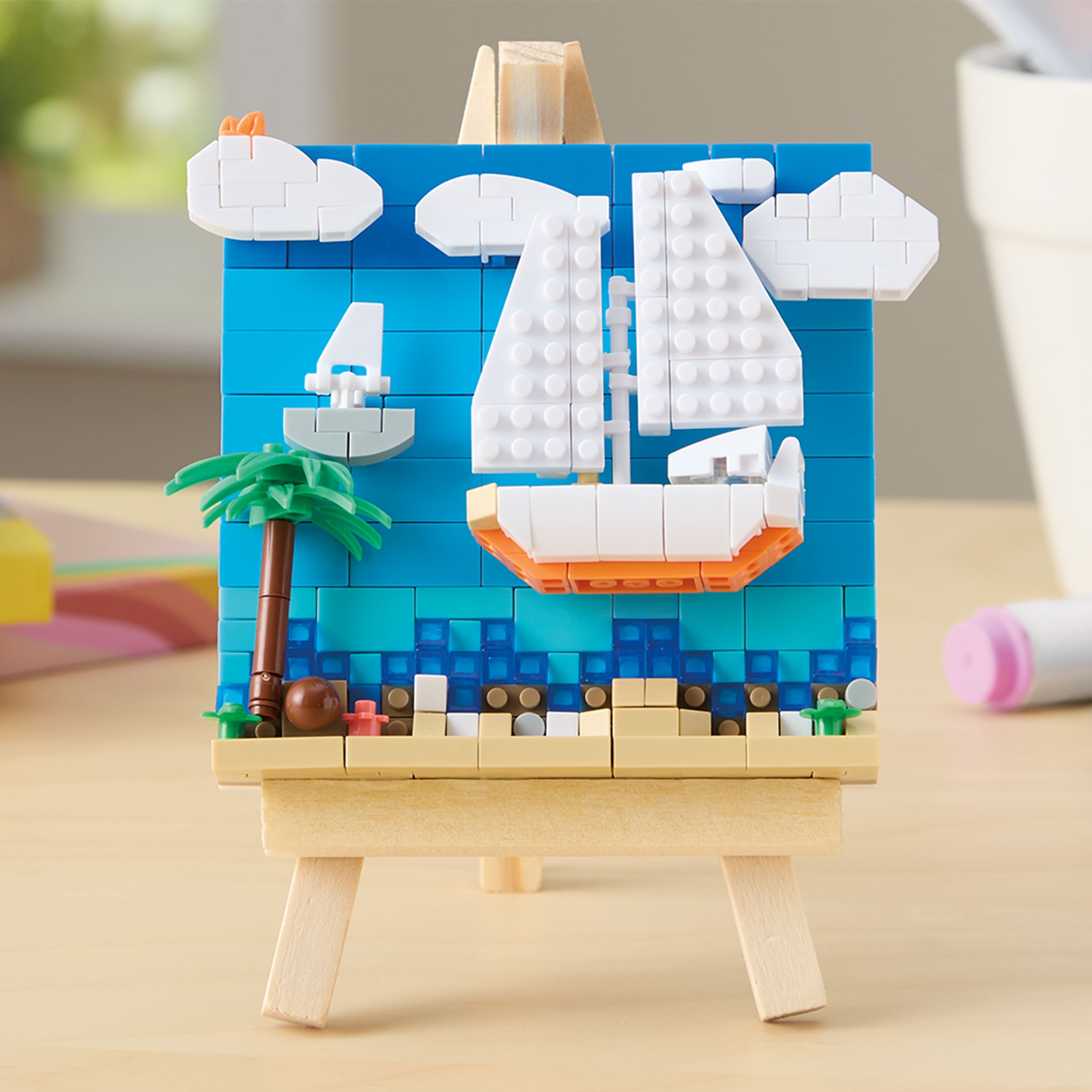 Sailboats Brick Art Kit with Wooden Easel by Make Market®