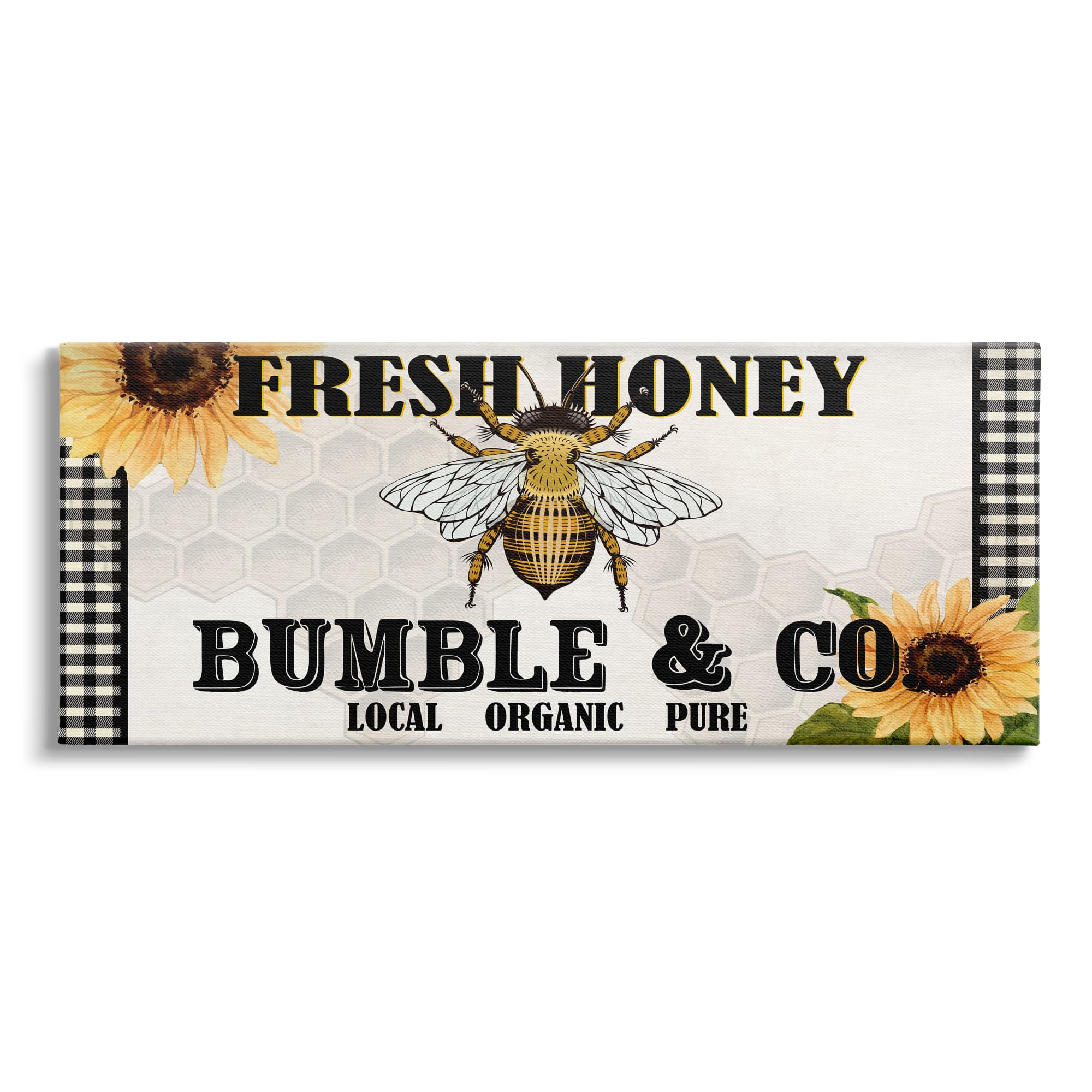 Stupell Industries Fresh Honey Bumble & Co. Advertisement Sunflowers Bee Canvas Wall Art