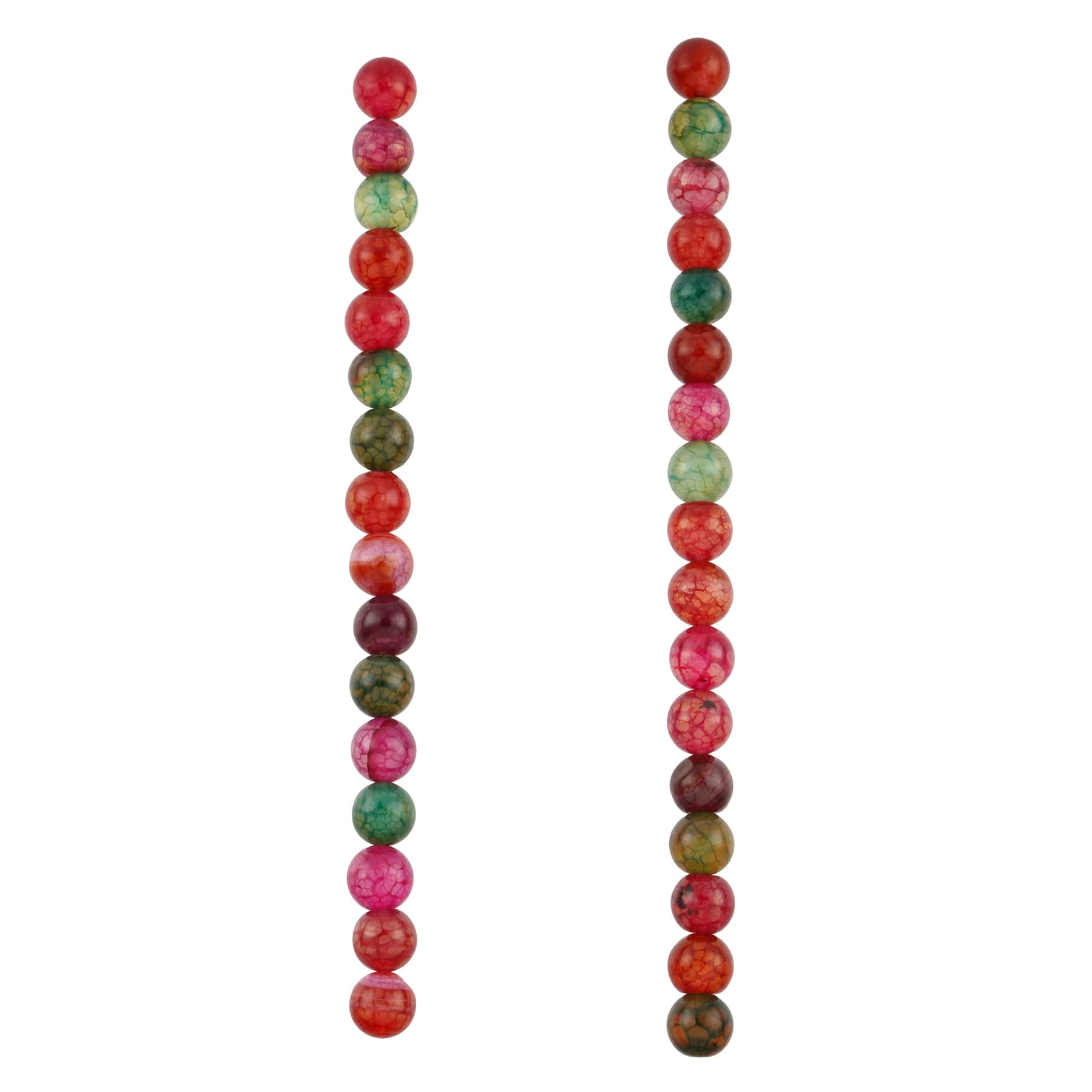 12 Pack: Multicolor Crackled Agate Round Beads by Bead Landing™