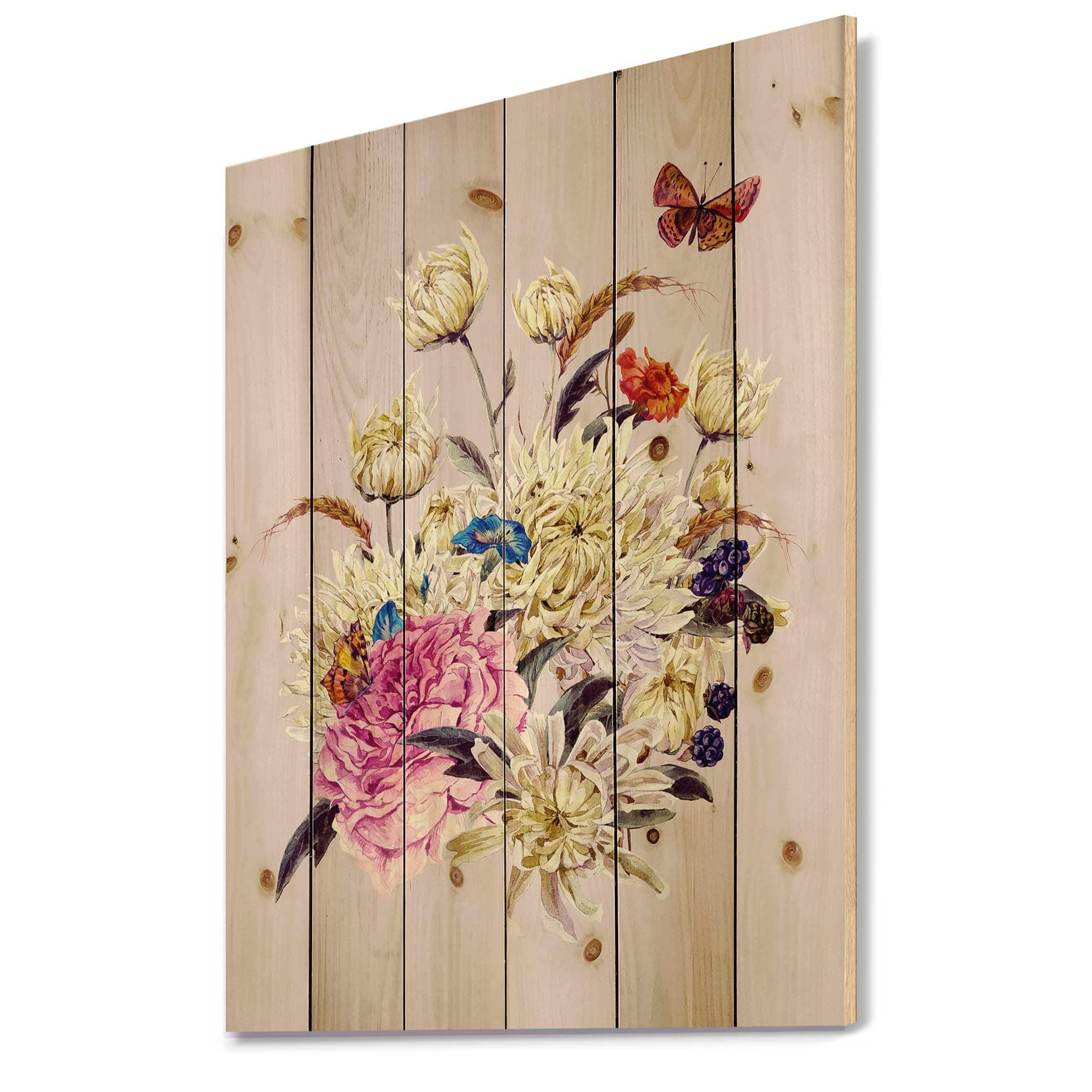 Designart - Vintage Bouquet With Chrysanthemums I