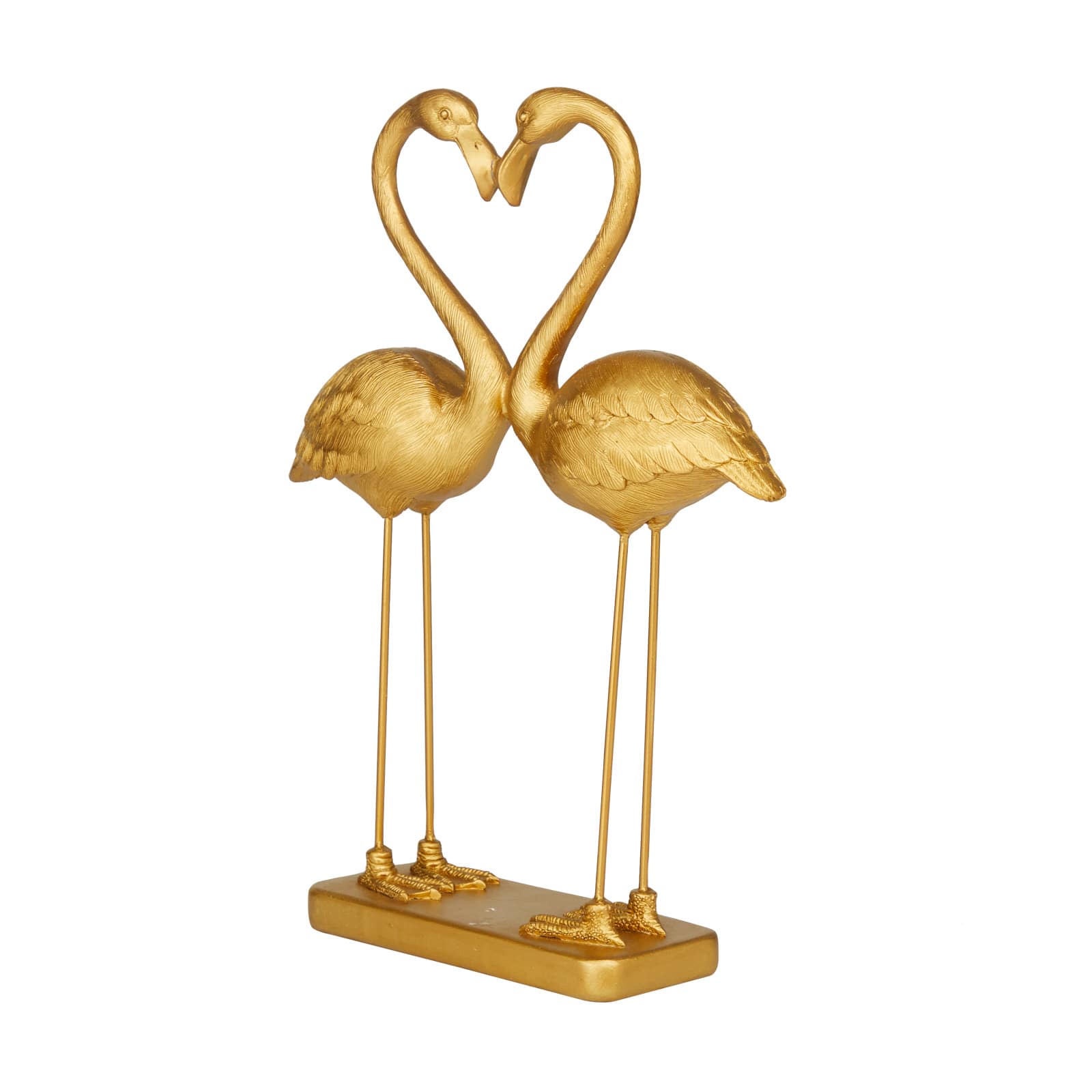 Gold Resin Eclectic Flamingo Sculpture 15" x 11" x 4"
