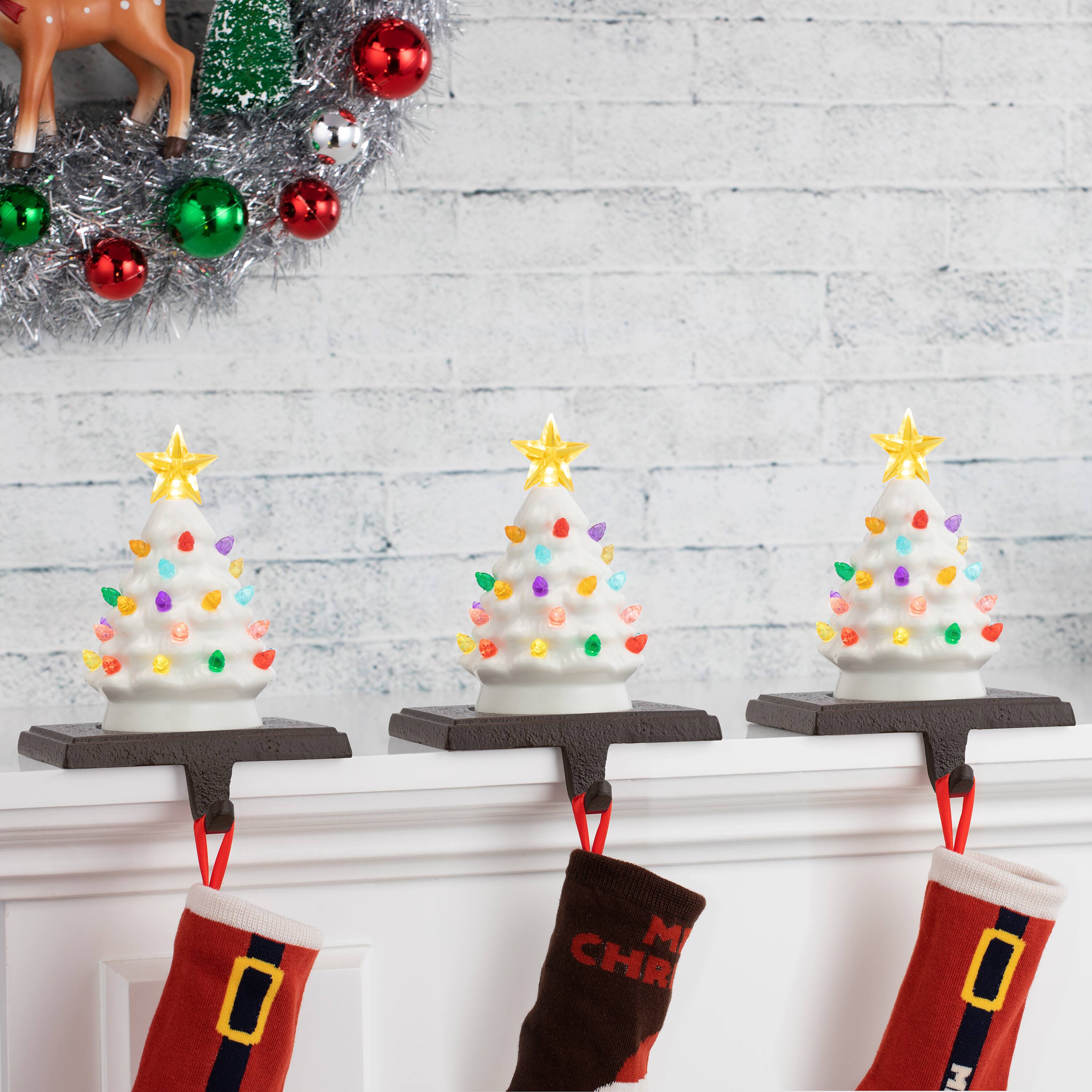 White Tree Illuminated Stocking Hanger