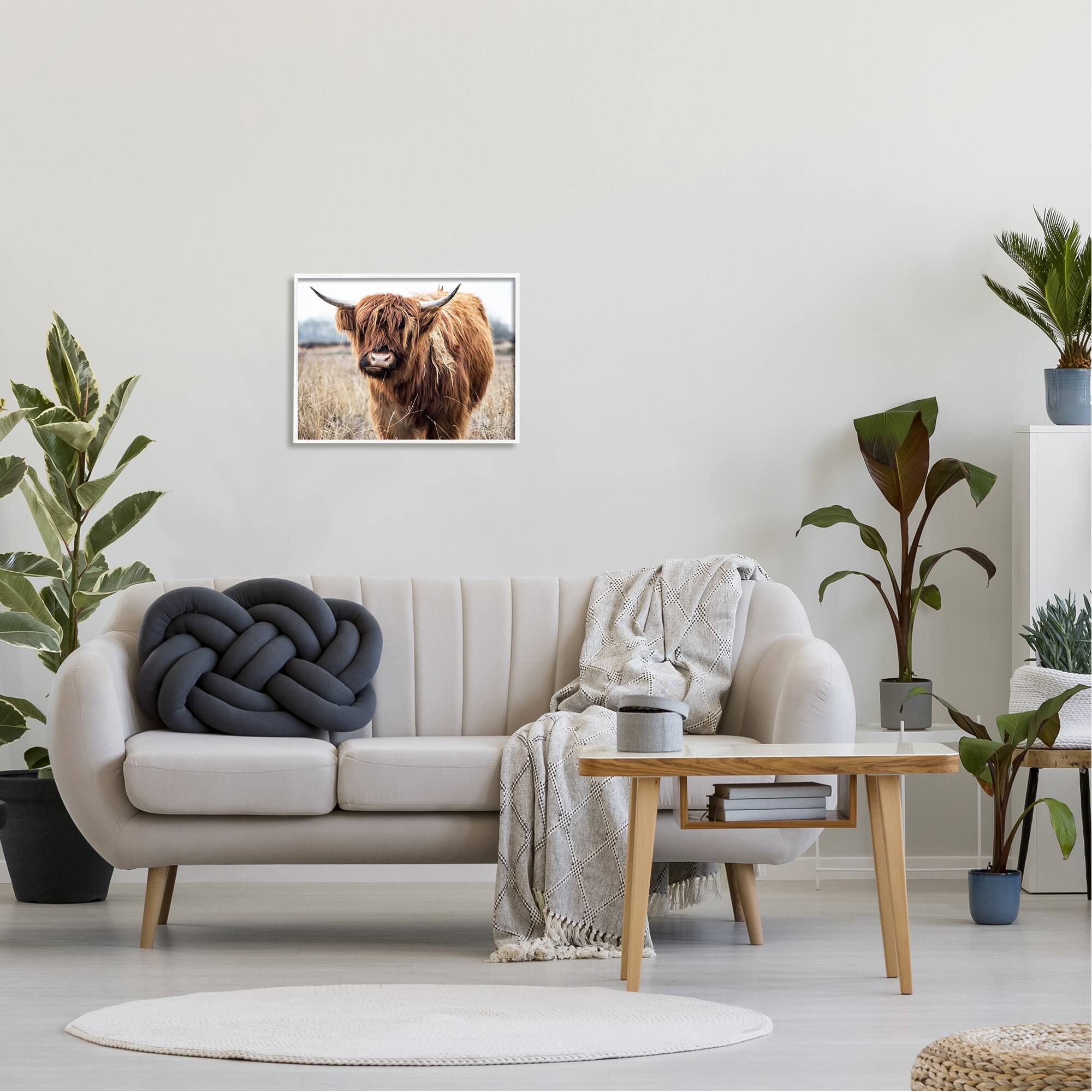 Stupell Industries Grazing Longhorn Cattle Farmland Animal Portrait Framed Giclee Art