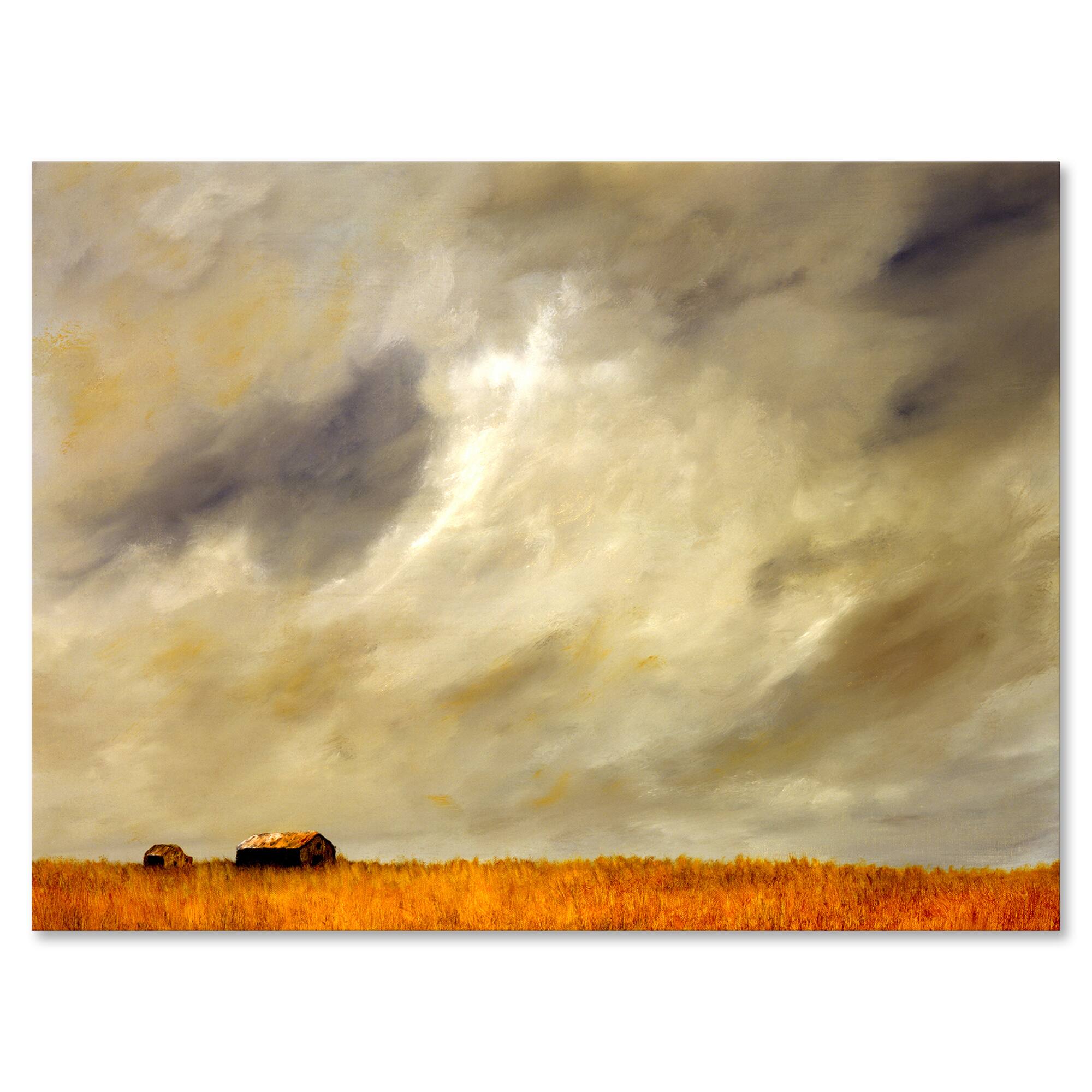 Designart - Desert Farmhouse Under Cloudy Sky in Washington I