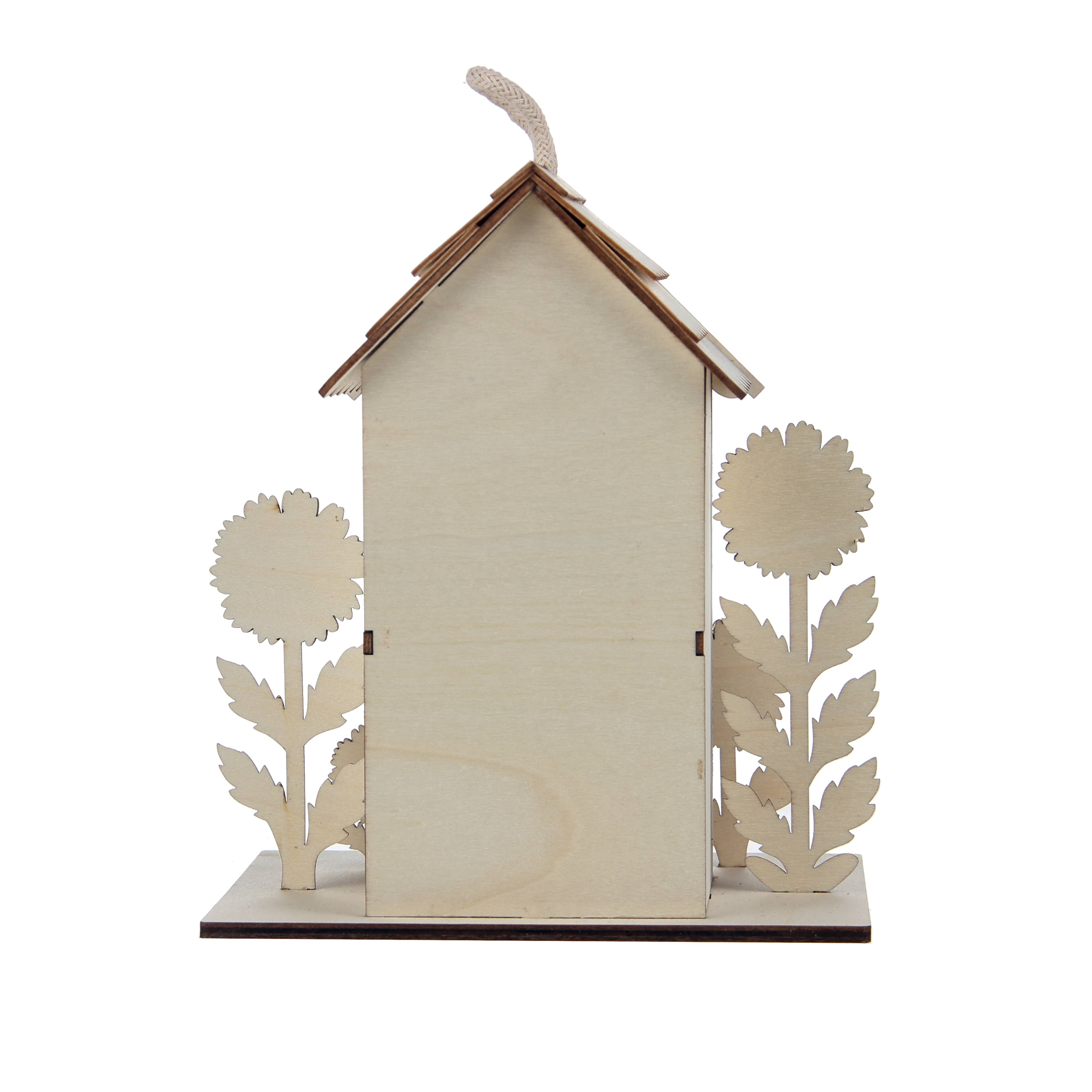 8" Tall DIY Plywood Birdhouse with Giant Daisies by Make Market®