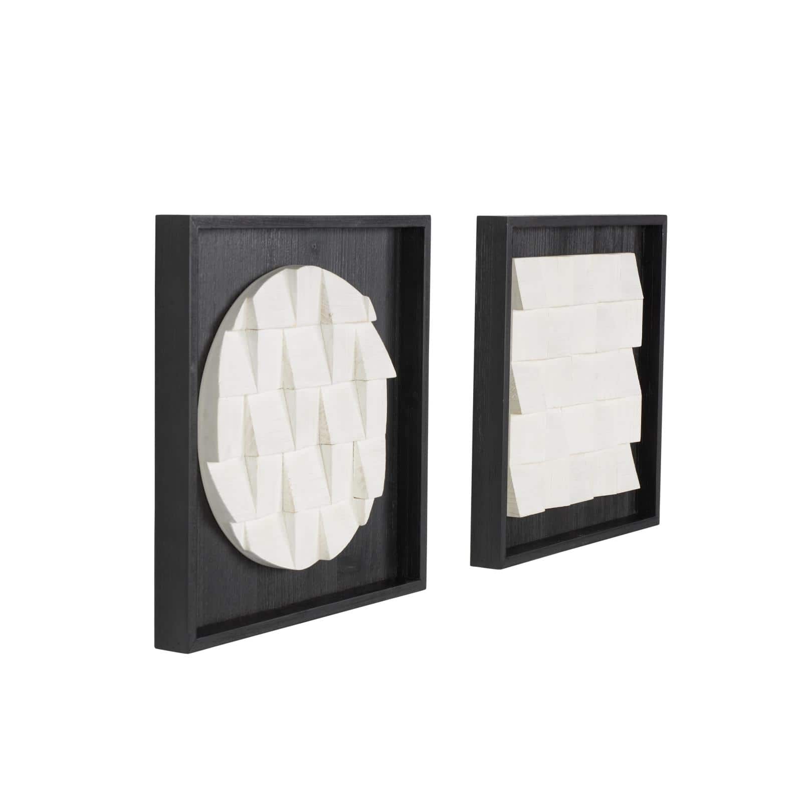 16" x 16" White & Black Geometric 3D Cube Grid Wall Décor Set
