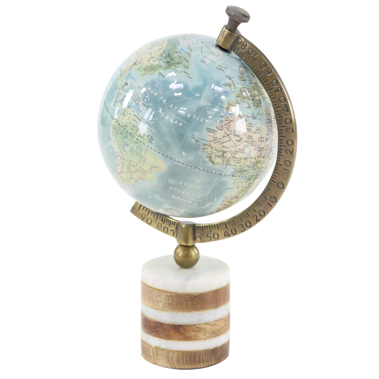16" Blue Ceramic & Metal Coastal Globe