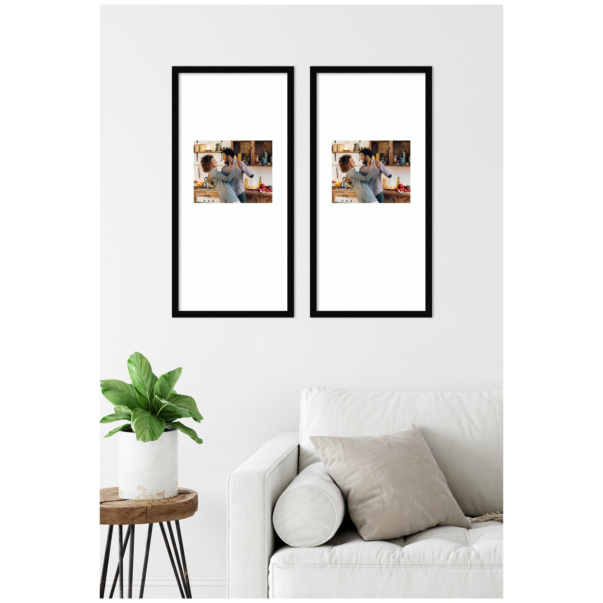 Kate and Laurel 14" x 30" Belmont Black Svelte Noir Photo Frames with 8" x 10" Mat, 2ct.