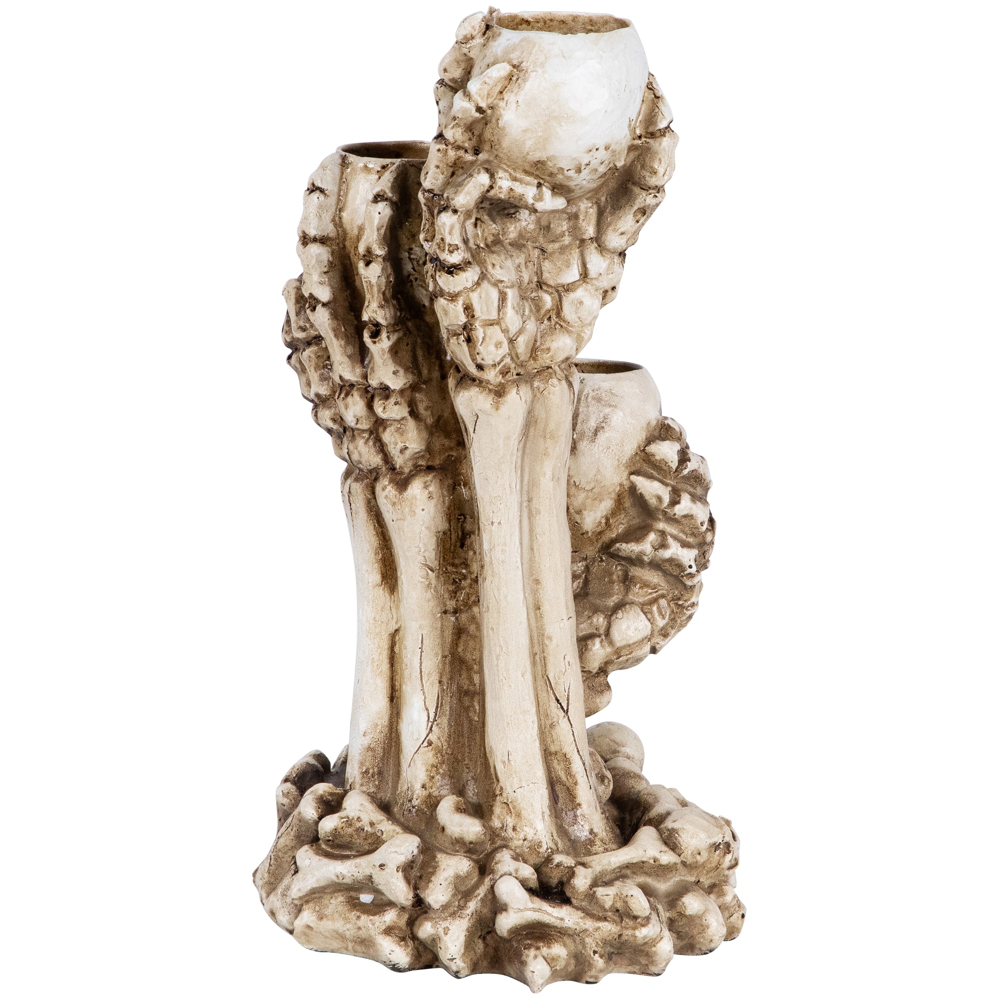 12" Triple Skulls Halloween Tea Light Candle Holder