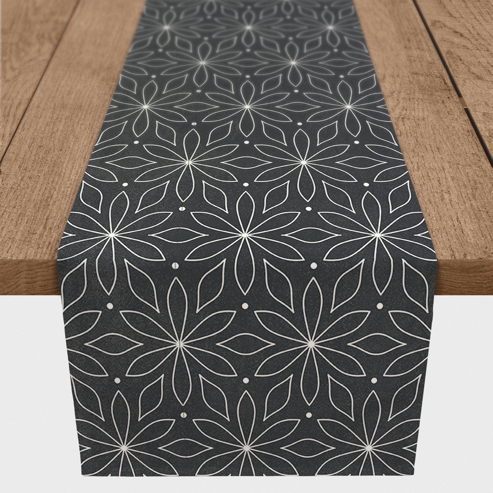 Monochromatic Flowers 16" x 72" Cotton Twill Runner