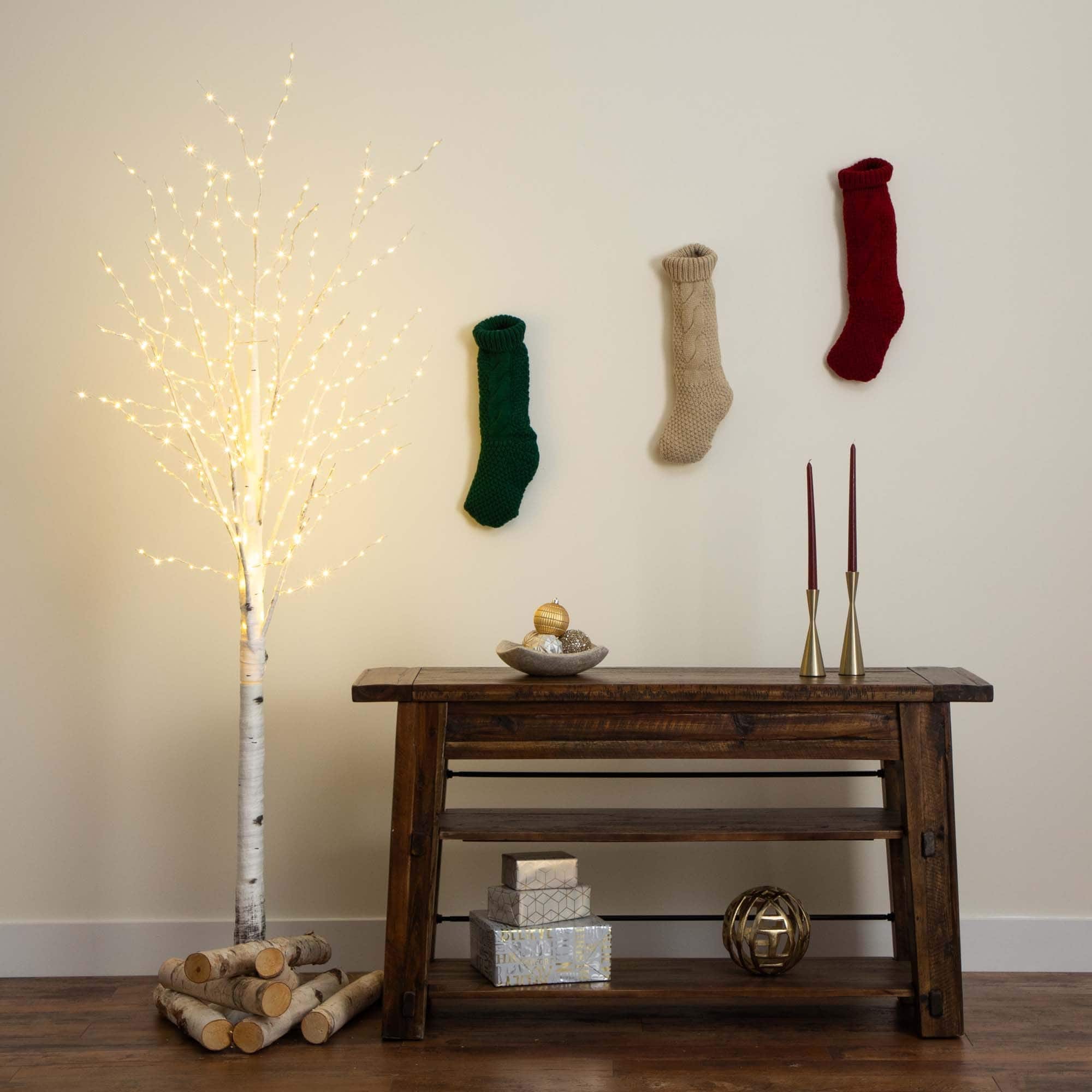 3ft. Pre-Lit White Birch Artificial Tree, Warm White LED Lights