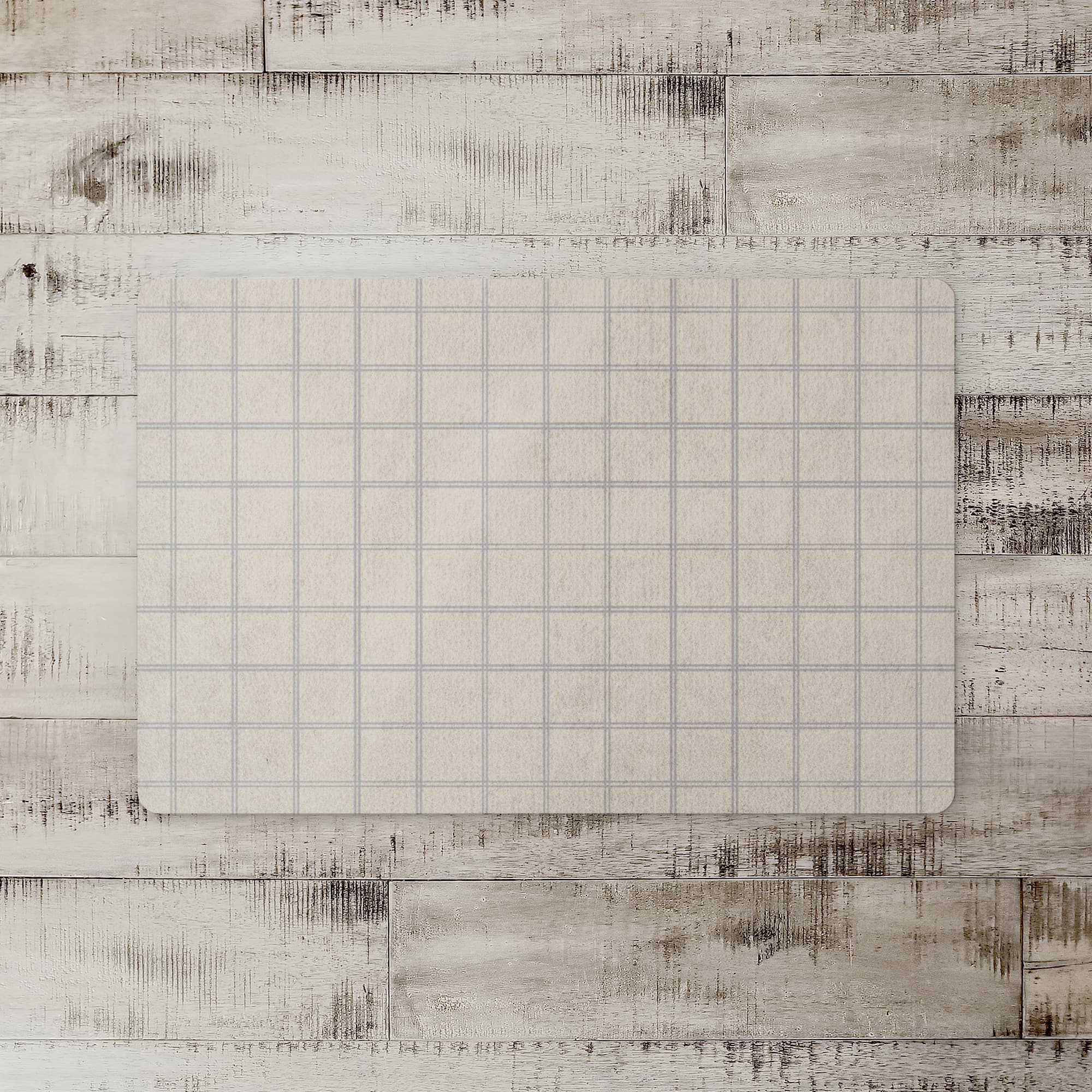 Gray & Cream Check Floor Mat