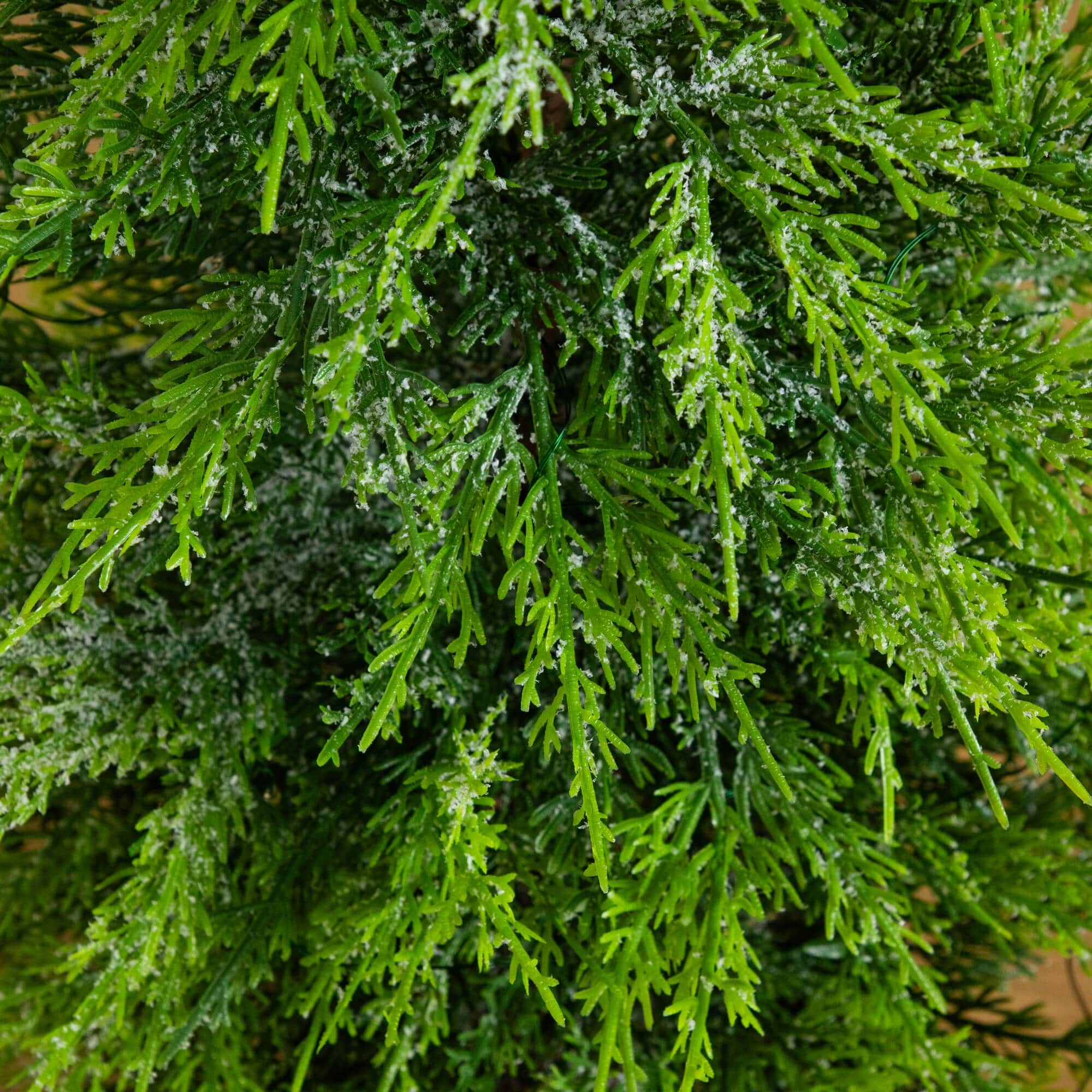 3ft. Pre-Lit Artificial Lightly Snowed Cypress Christmas Tree with 38 Warm White LED Lights in Decorative Weaved Basket