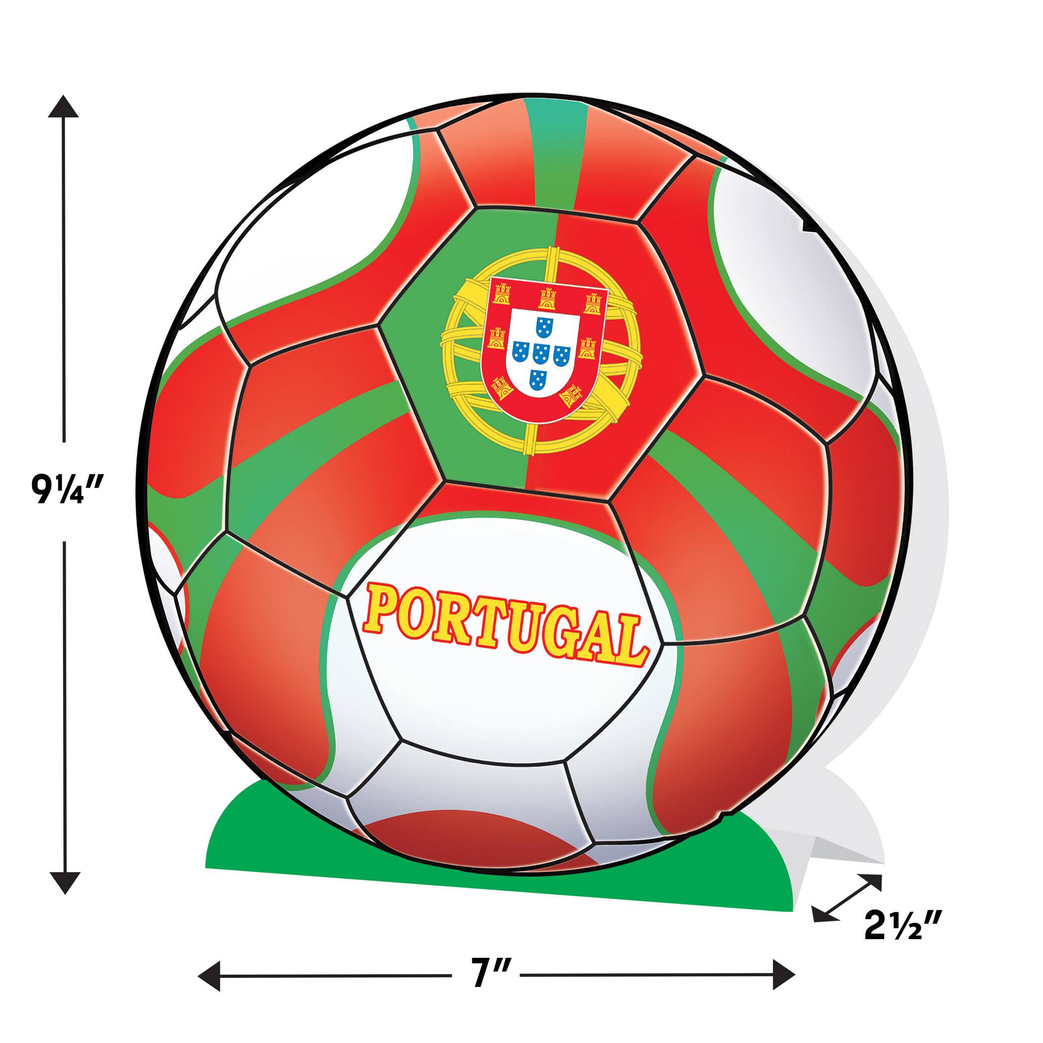 9.25" Portugal 3D Soccer Ball Centerpieces, 2ct.