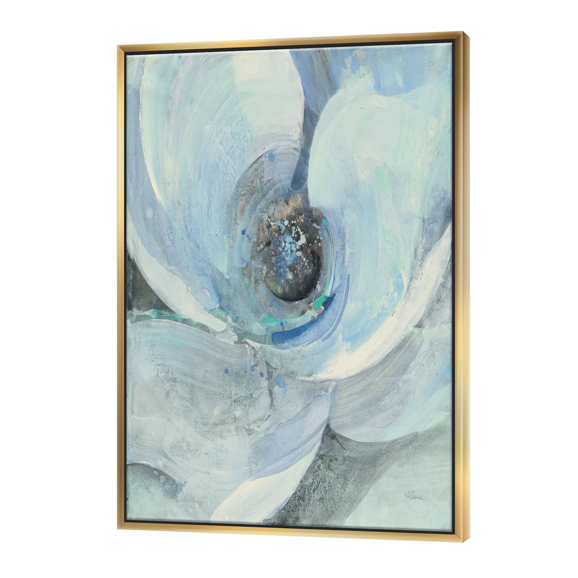 Designart - Watercolor Moonlight Magnolia I - Farmhouse Canvas in Gold Frame
