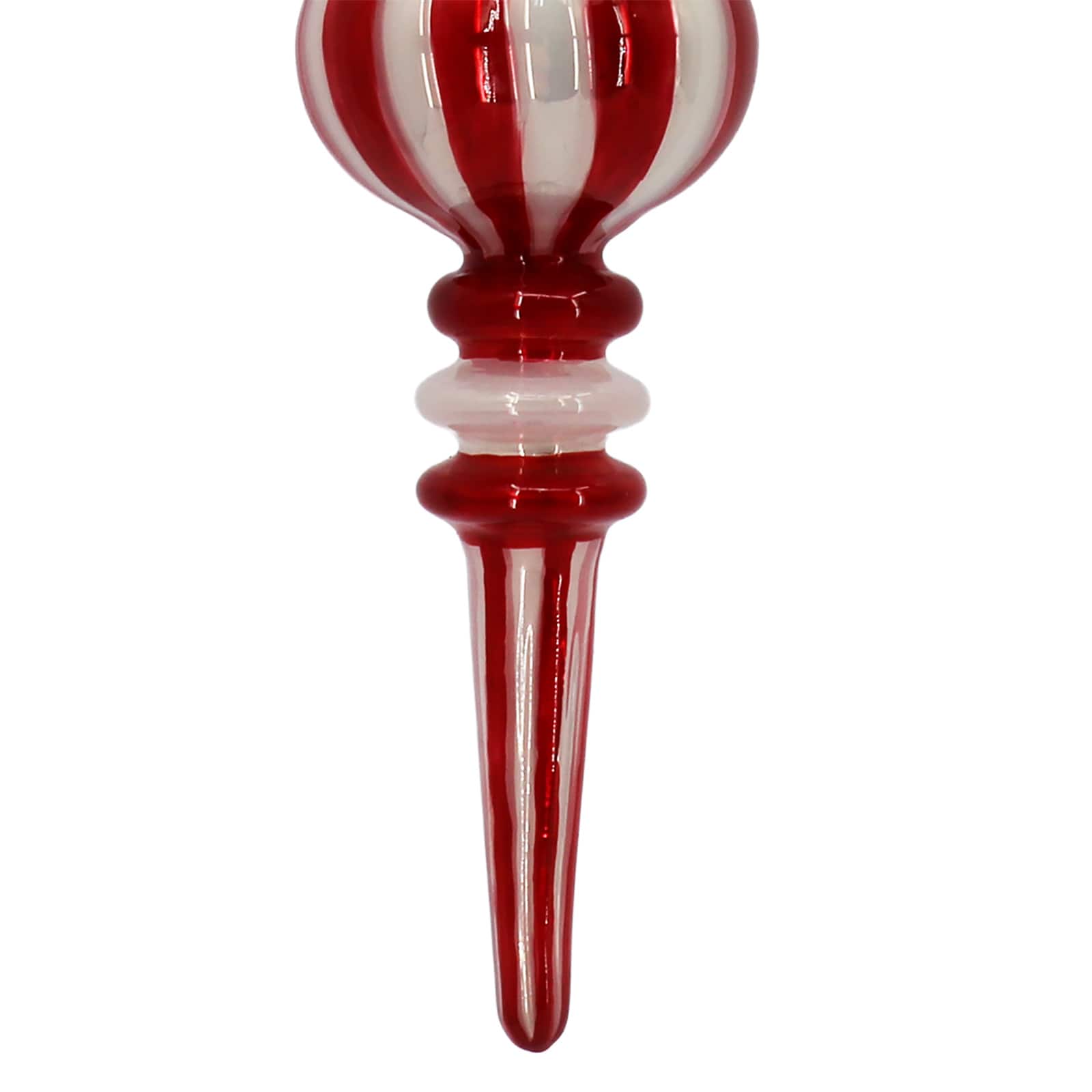 7" Red & White Striped Glass Finial Ornament by Ashland®