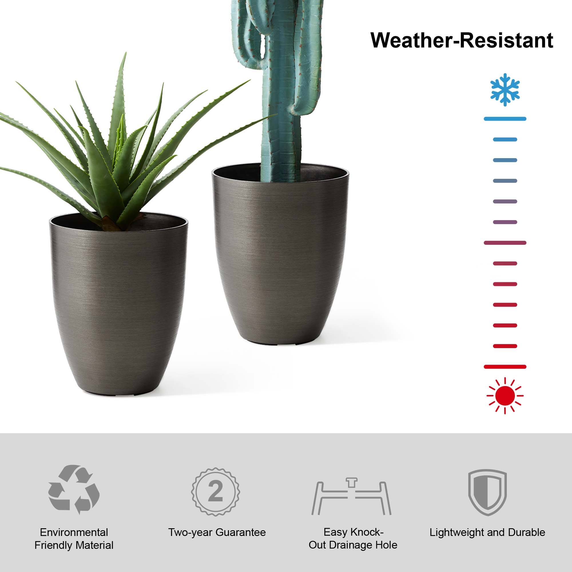 Glitzhome® 16.75" Eco-Friendly Faux Brushed Steel Texture Planters, 2ct.