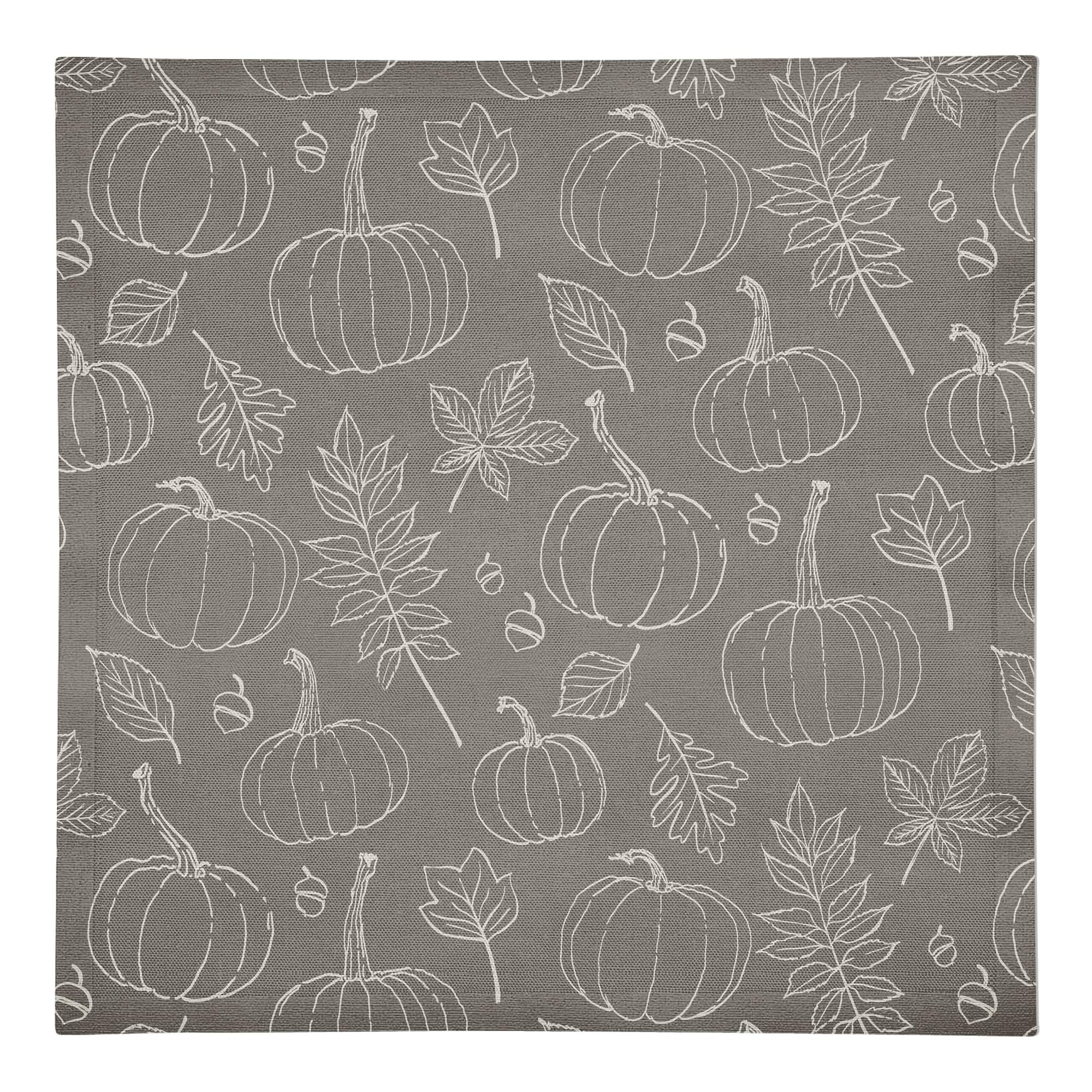 Gray Fall Pattern Cotton Twill Napkin